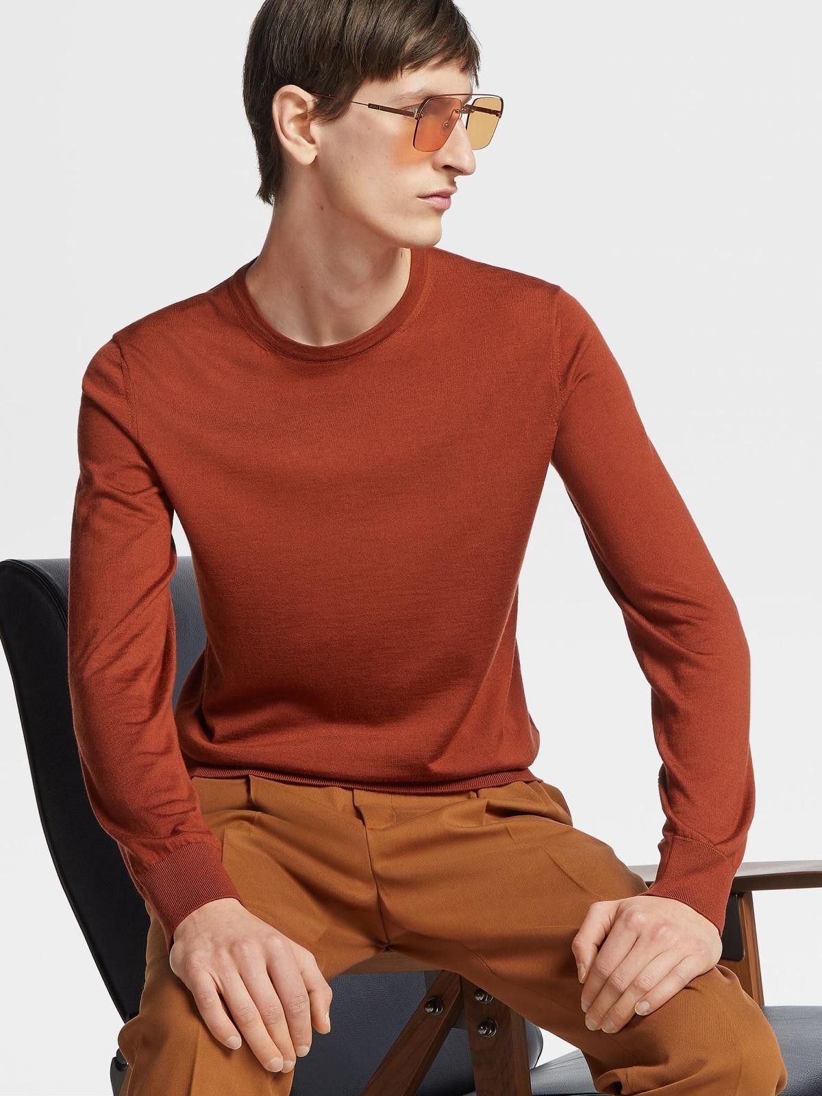 Ermenegildo Zegna o1s1rm0426 Crewneck Sweater in Dark Red Size US S / EU 44-46 / 1 - 2 Thumbnail
