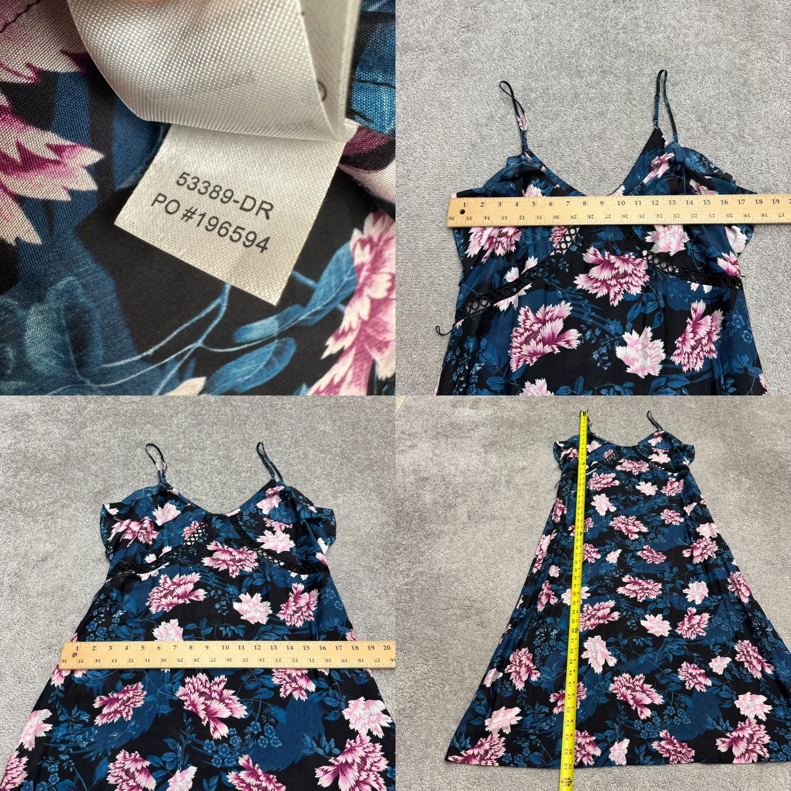 Vintage Seafolly Moonflower Floral Midi Sun Dress Women XS Blue Silk Strappy Summer Boho Sleeveless Square Neck Size XS / US 0-2 / IT 36-38 - 9 Thumbnail