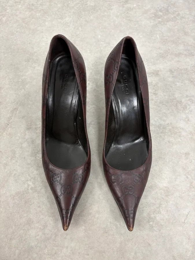 Gucci 2000s Gucci Brown Monogram Leather Heels Size US 6.5 / IT 36.5 - 2 Thumbnail