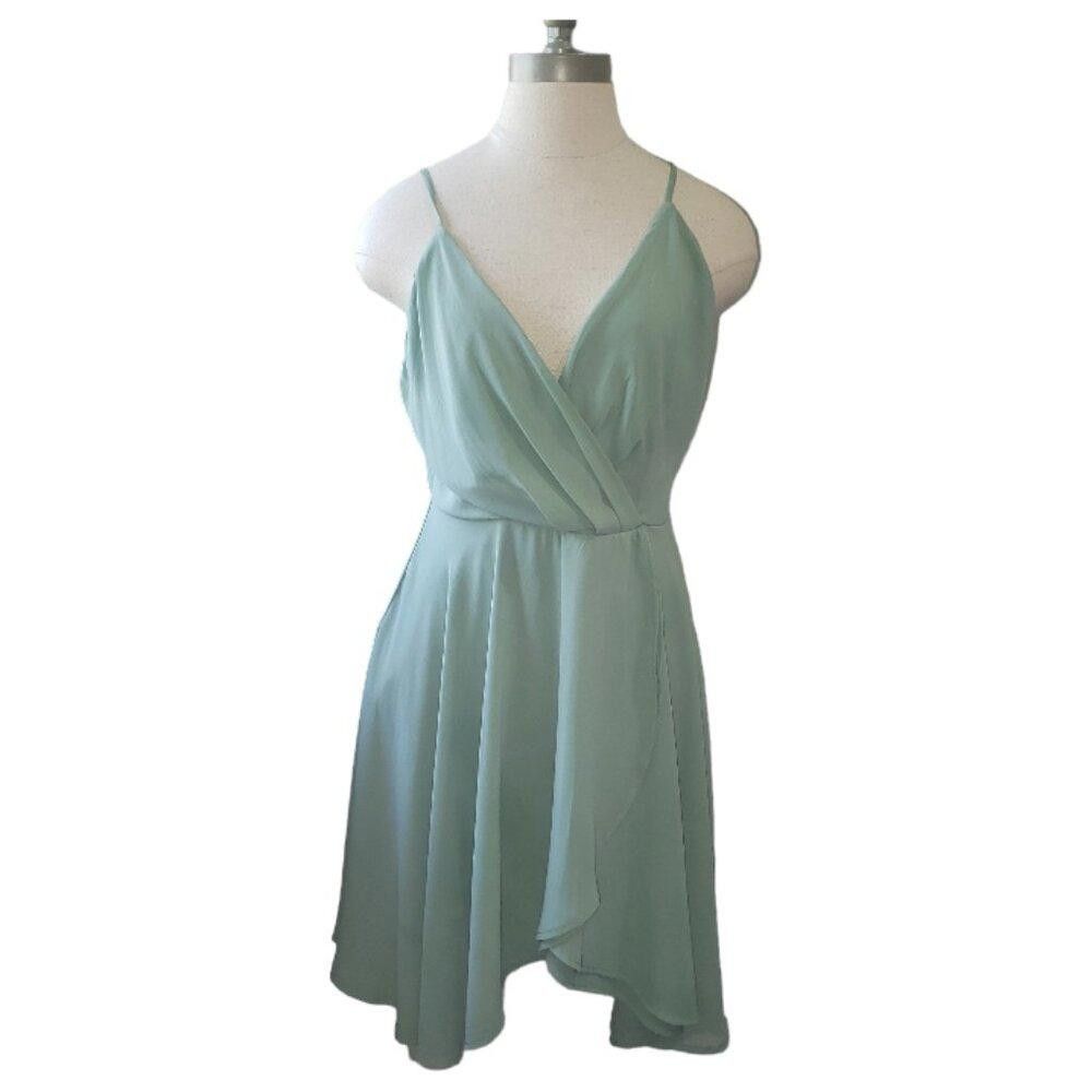 Other CT1604 Windsor Mint Green Spaghetti Strap Faux Wrap Dress L Size L / US 10 / IT 46 - 1 Thumbnail