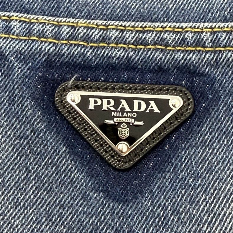 Prada Prada Washed blue metal triangle denim skirt 2502-Nextarrow Size 26" / US 2 / IT 38 - 8 Thumbnail