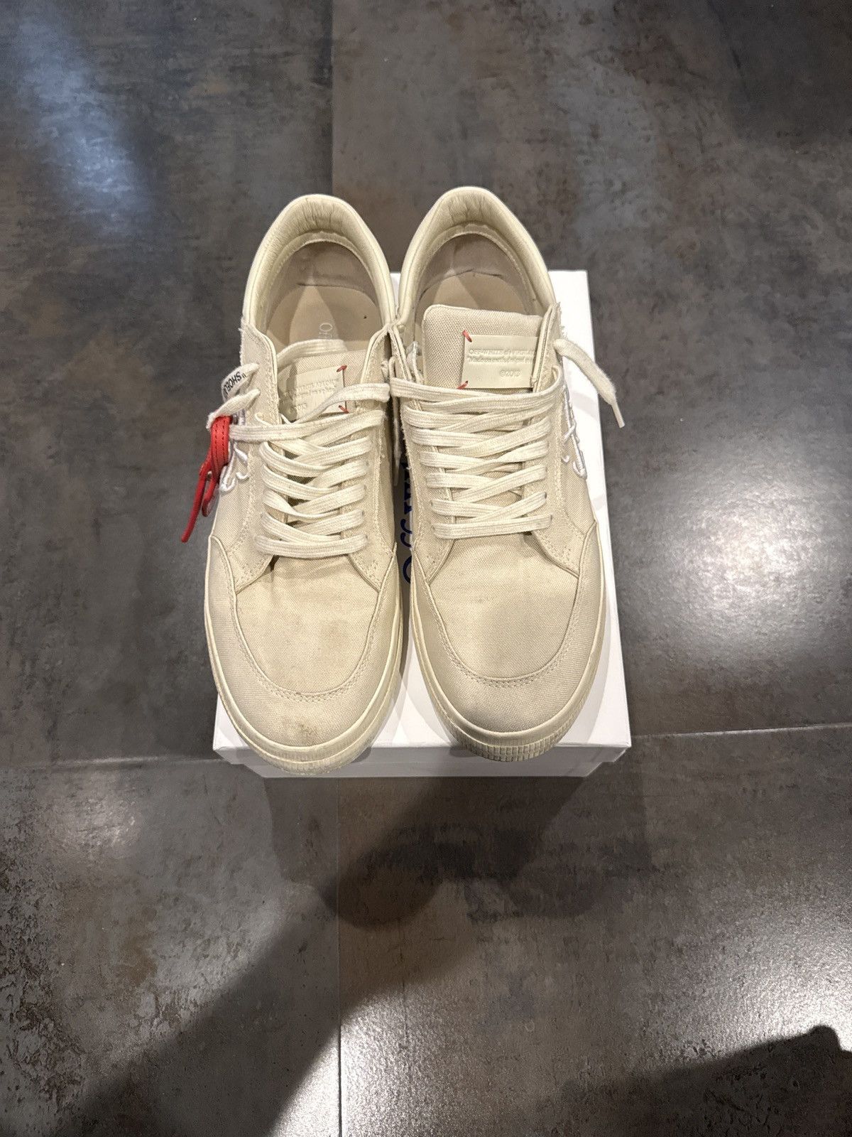 Off-White Off-White Vulcanized canvas beige low top sneakers Size US 13 / EU 46 - 3 Thumbnail