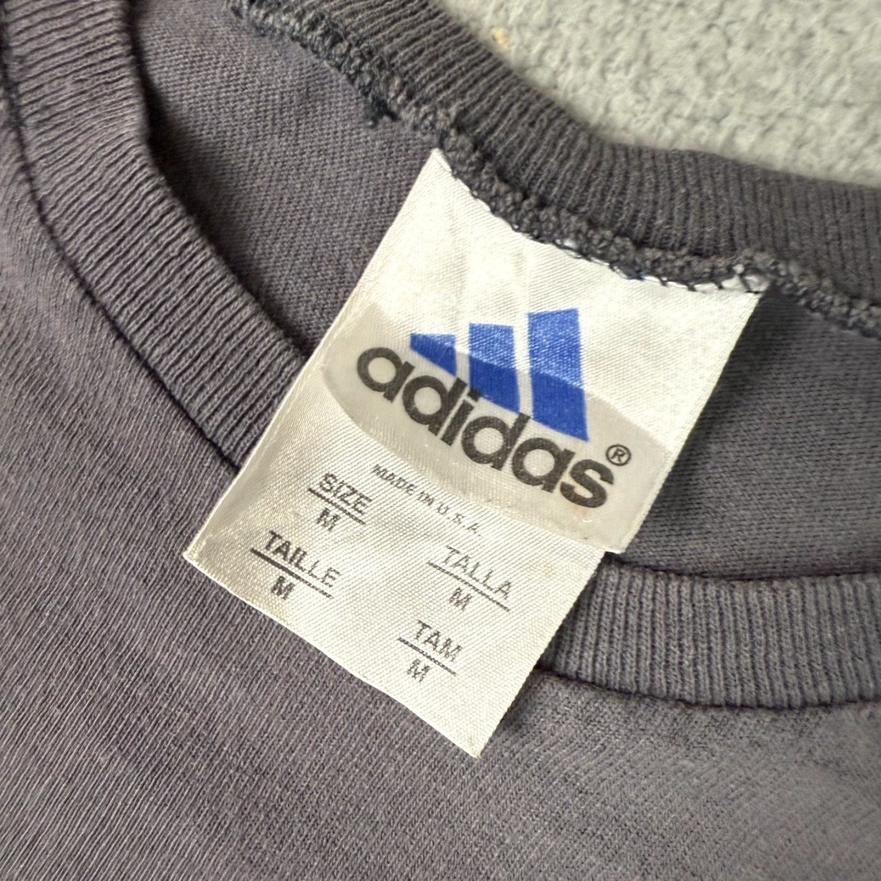 Adidas VINTAGE Adidas T Shirt Adult M Gray Faded Logo Spellout USA Distressed 90s Shirt Mens T-Shirt Size US M / EU 48-50 / 2 - 4 Thumbnail
