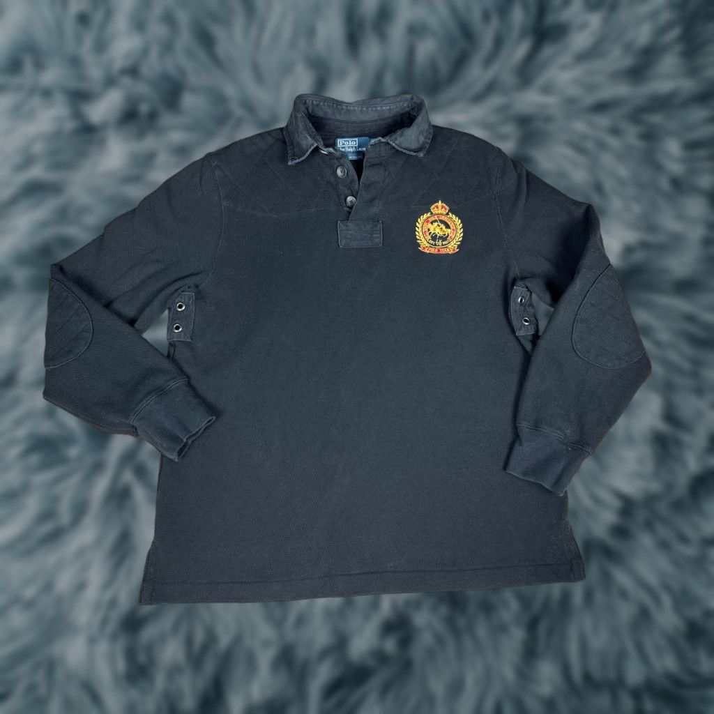 Ralph Lauren VINTAGE Ralph Lauren RL Snow Polo Challenge Cup Black Rugby Shirt L Men Black Rugby Polo Shirt Men L Vintage Black RFC Size US L / EU 52-54 / 3 - 1 Thumbnail