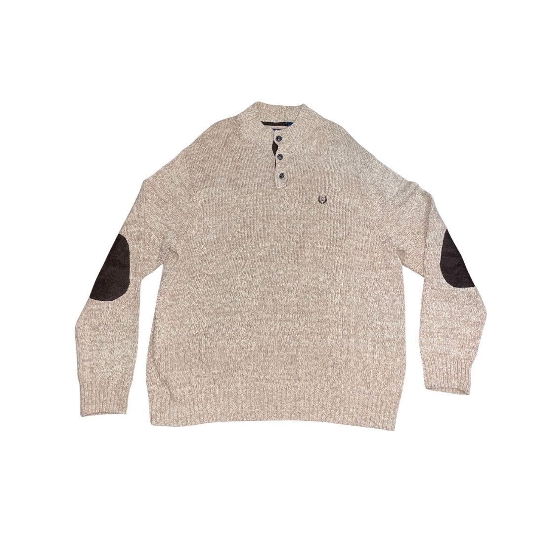Chaps Brown Quarter Button Knit Sweater Long Sleeve elbow Patch Size US XXL / EU 58 / 5 - 1 Thumbnail