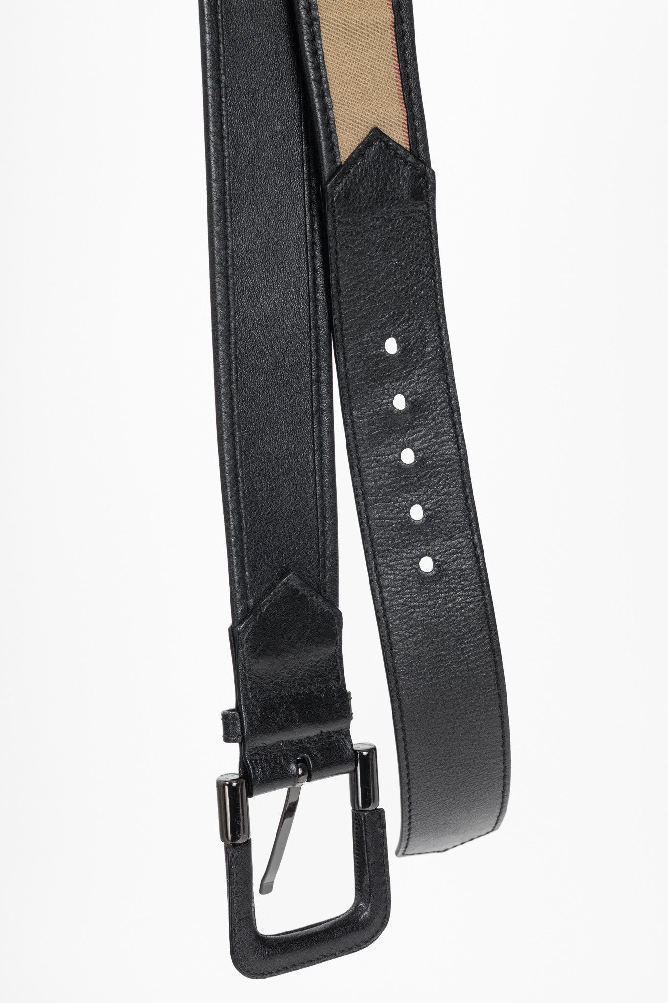 Burberry Burberry Check Canvas & Black-Leather Belt Size ONE SIZE - 5 Thumbnail
