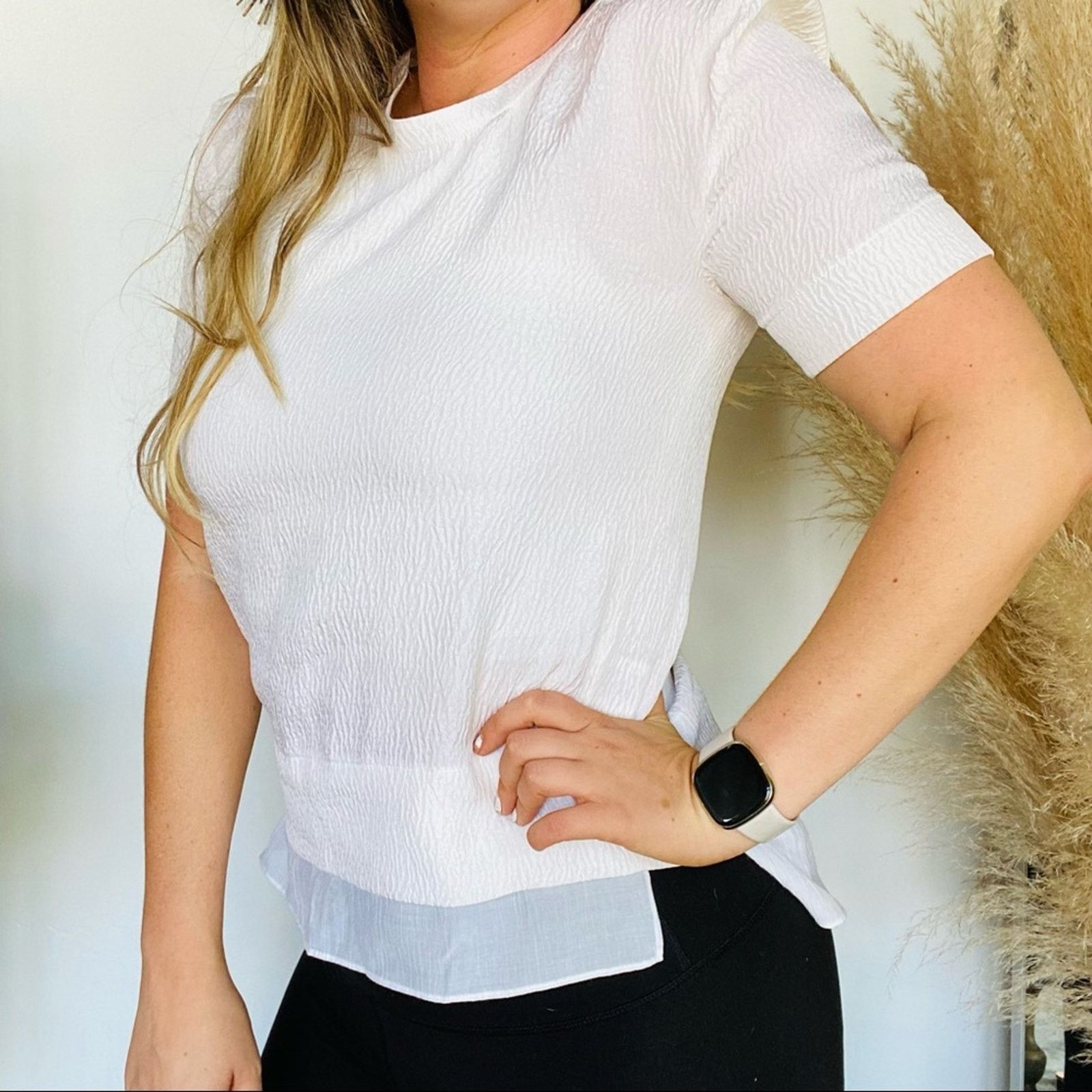 Helmut Lang HELMUT LANG Silk White Short Sleeve Tee Shirt Blouse Top Size XS / US 0-2 / IT 36-38 - 1 Thumbnail