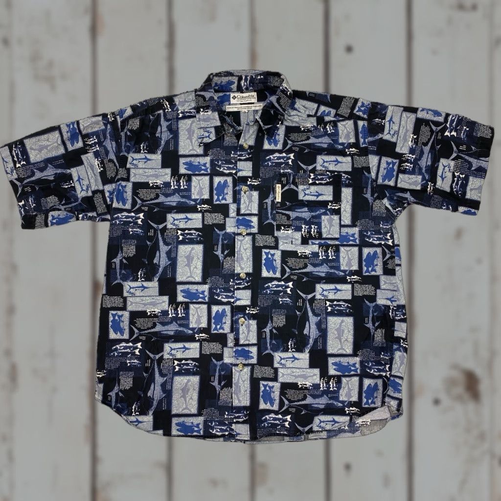 Vintage VINTAGE Columbia Fish Fishing Short Sleeve Button Up Shirt Men's XL All Over Print Size US XL / EU 56 / 4 - 1 Thumbnail