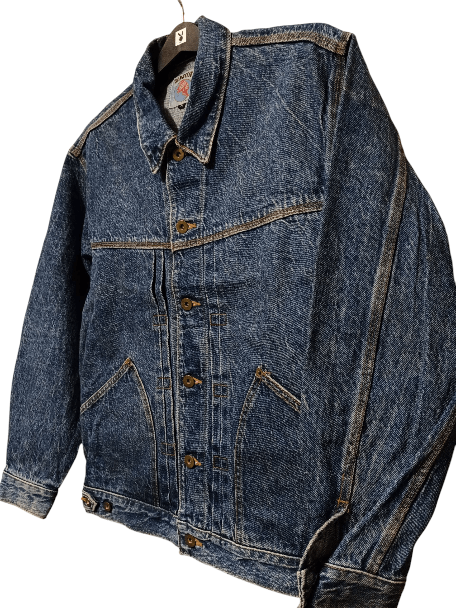 Japanese Brand Sensitive by Bobson Co. Ltd Pleated Denim Jacket 90s Size US M / EU 48-50 / 2 - 6 Thumbnail