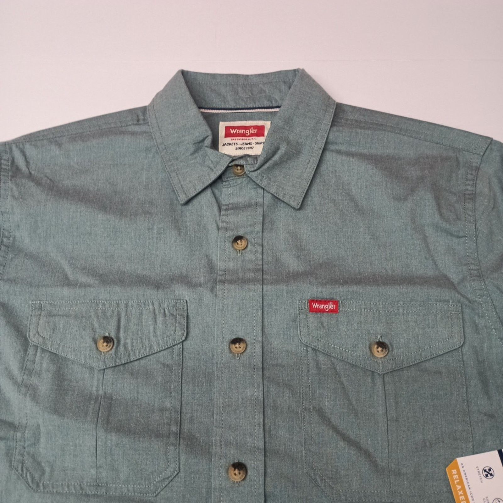 Wrangler Wrangler Men's Relaxed Fit Woven Shirt Size S Small Green Size US S / EU 44-46 / 1 - 2 Thumbnail