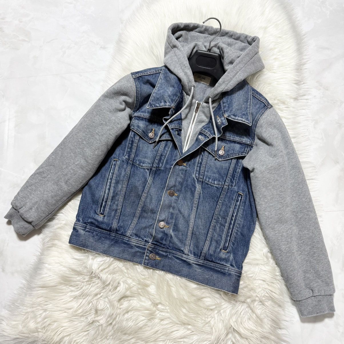 Celine Celine Union Wash Hooded Sweat Docking Trucker Denim Jacket Size XS / US 0-2 / IT 36-38 - 5 Thumbnail