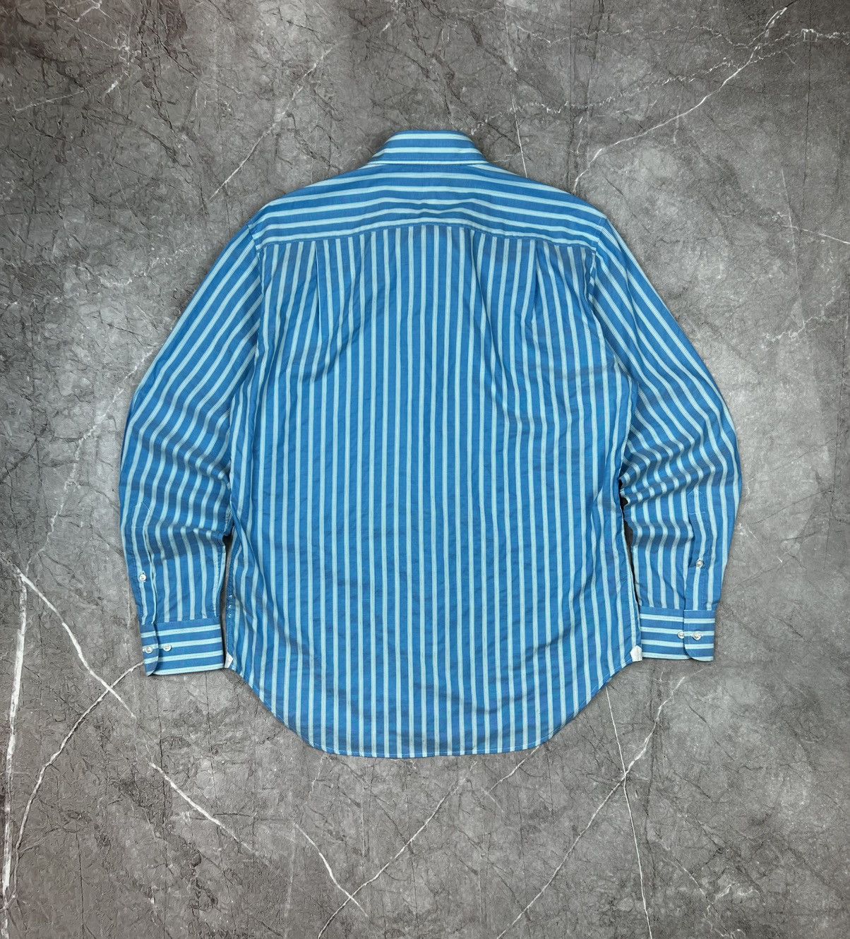 Loro Piana Loro Piana Shirt Button Up White Blue Stripped Cotton Formal Size US L / EU 52-54 / 3 - 5 Thumbnail