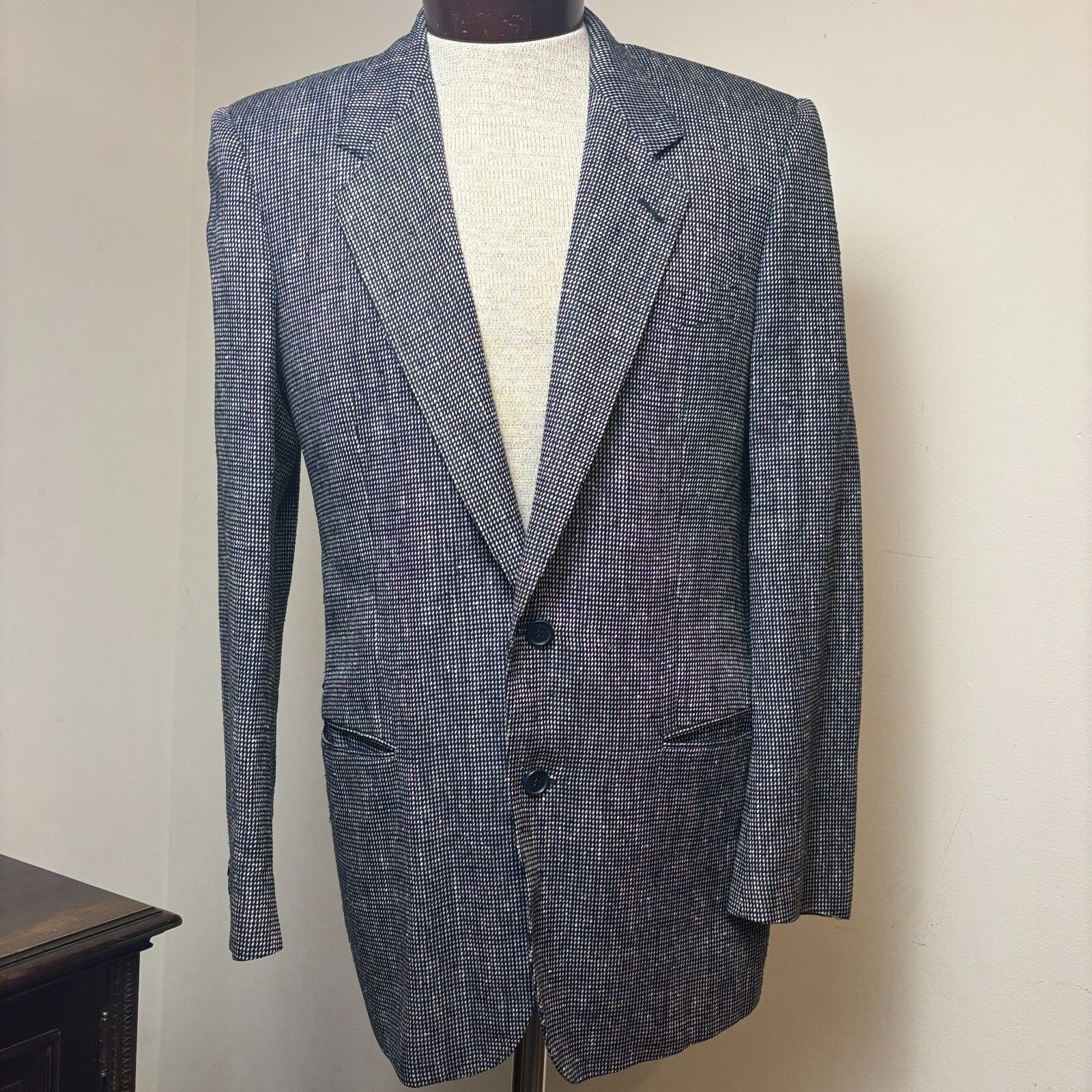 Other Louis Raphael Men's 37-38R Sport Coat Blazer Black White Sil Size 38R - 14 Thumbnail
