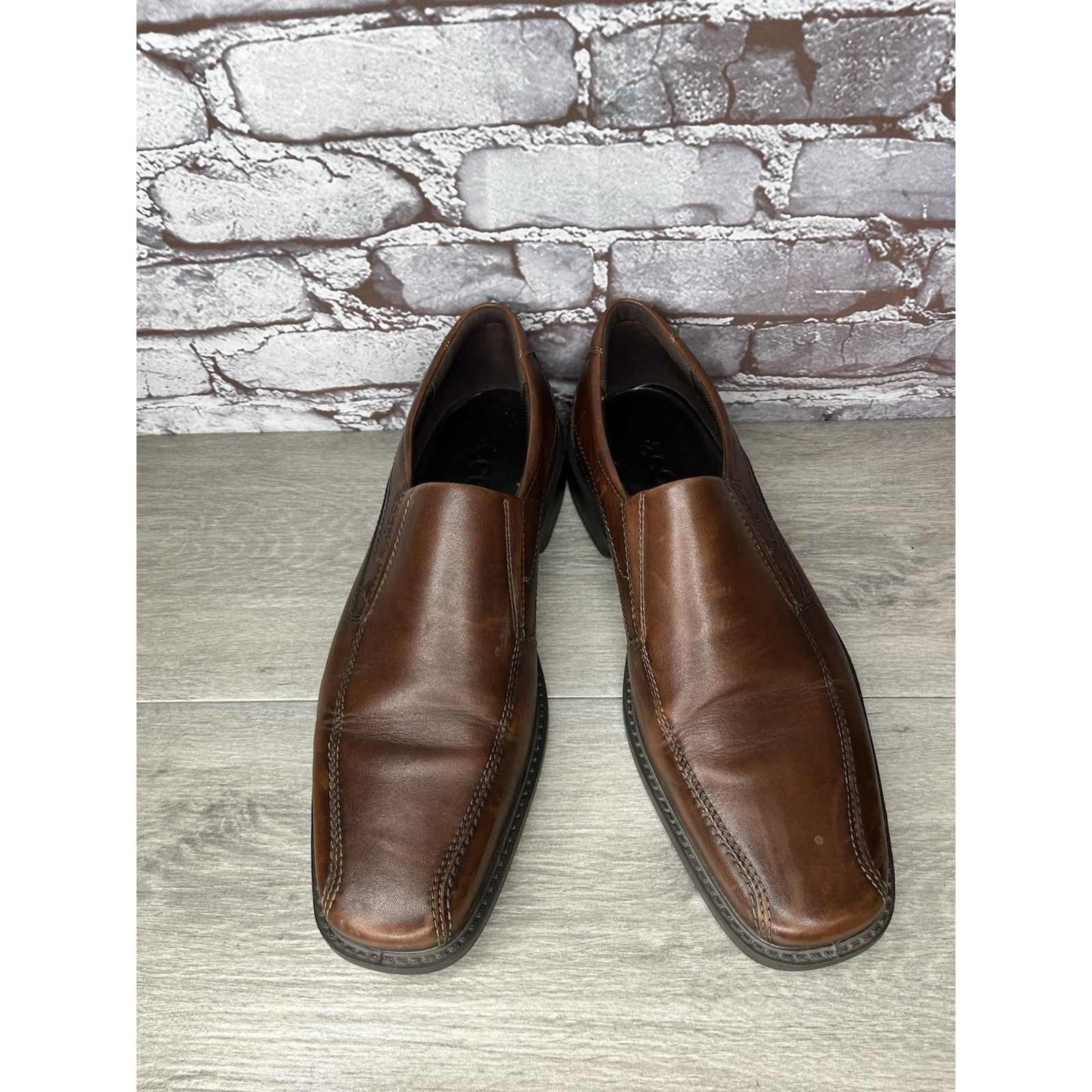 Ecco ECCO Brown Leather Slip On Casual Loafers Comfort Shoes Men Size US 14 / EU 47 - 2 Thumbnail