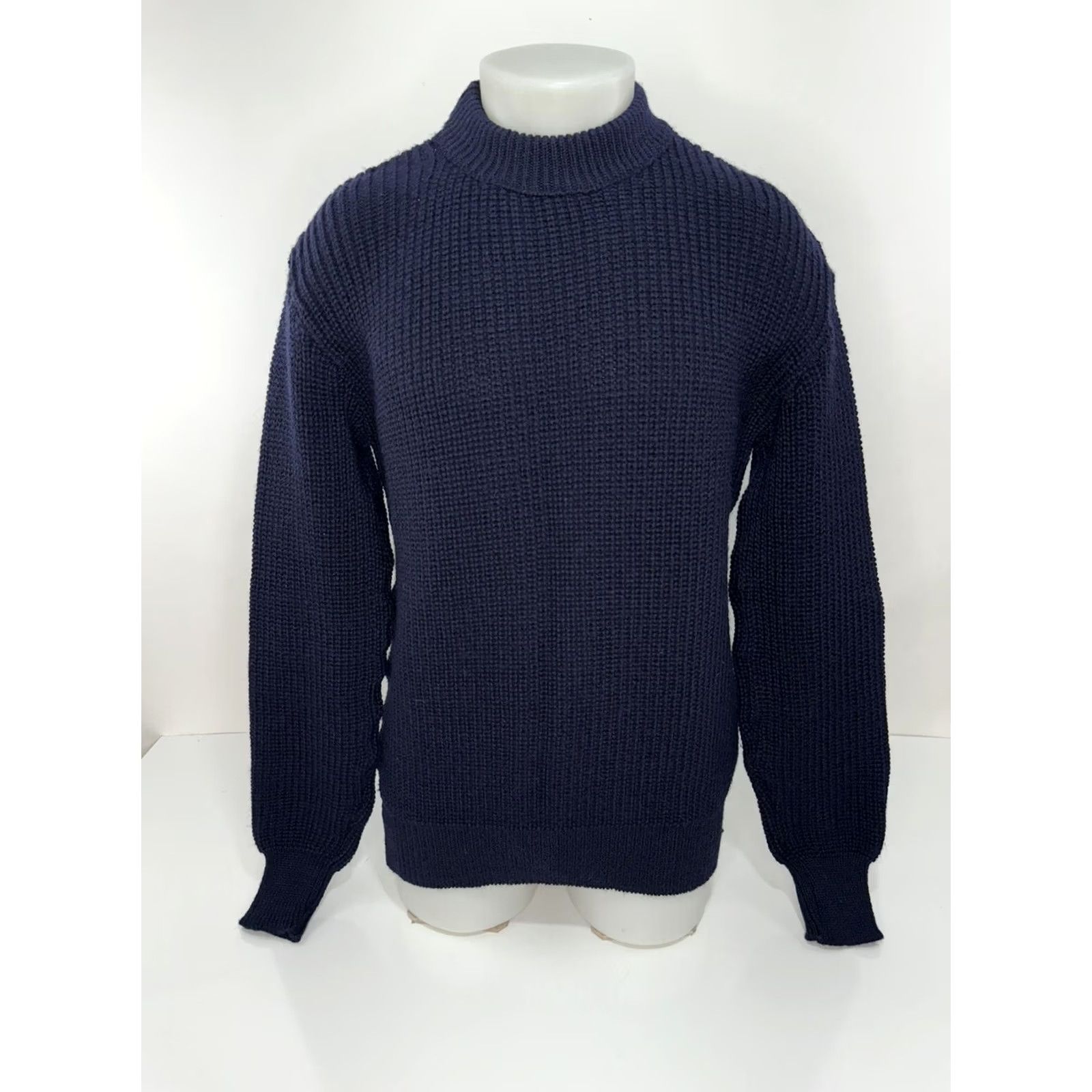 Barbour BARBOUR Heavy Duty Knit PURE NEW WOOL / UK Mens 44 Sweater, Blue, Wool Knit Pullover, Collared, 112 Sweater Size 44 Mens Barbour Size US XXL / EU 58 / 5 - 2 Thumbnail
