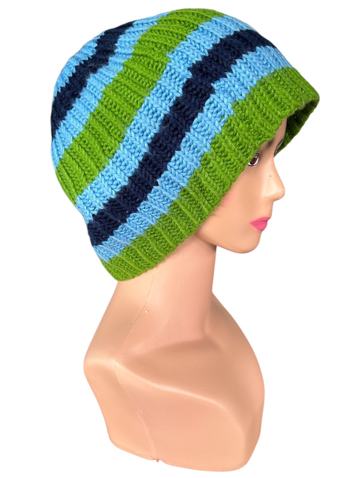 Japanese Brand × Kapital × Vintage Stripe Crochet Knitt Big Beanie Hats Size ONE SIZE - 1 Thumbnail