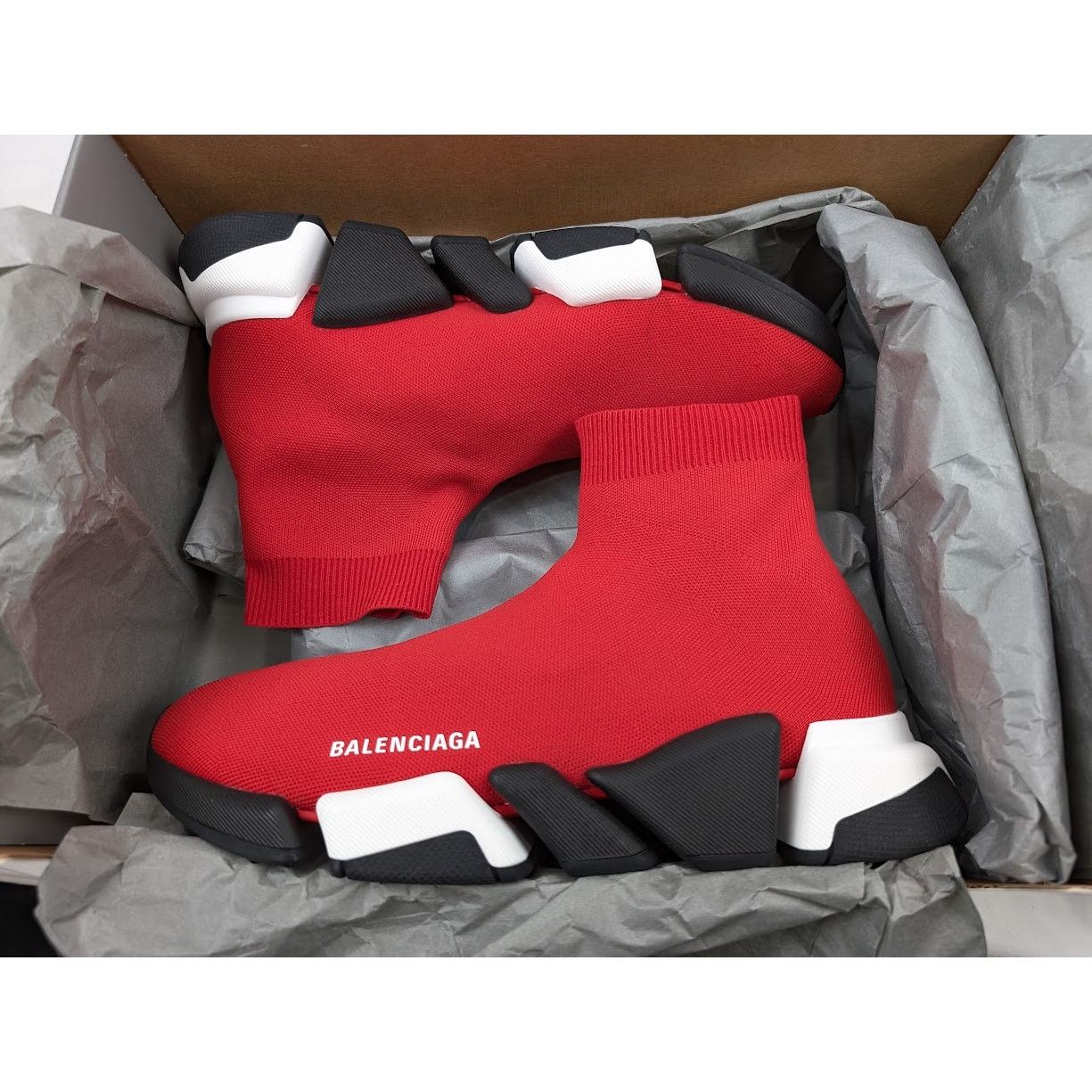 Balenciaga o1rshd1 Speed 2.0 Low-Top Sneakers in Red/Black/White Size US 9 / EU 42 - 22 Thumbnail