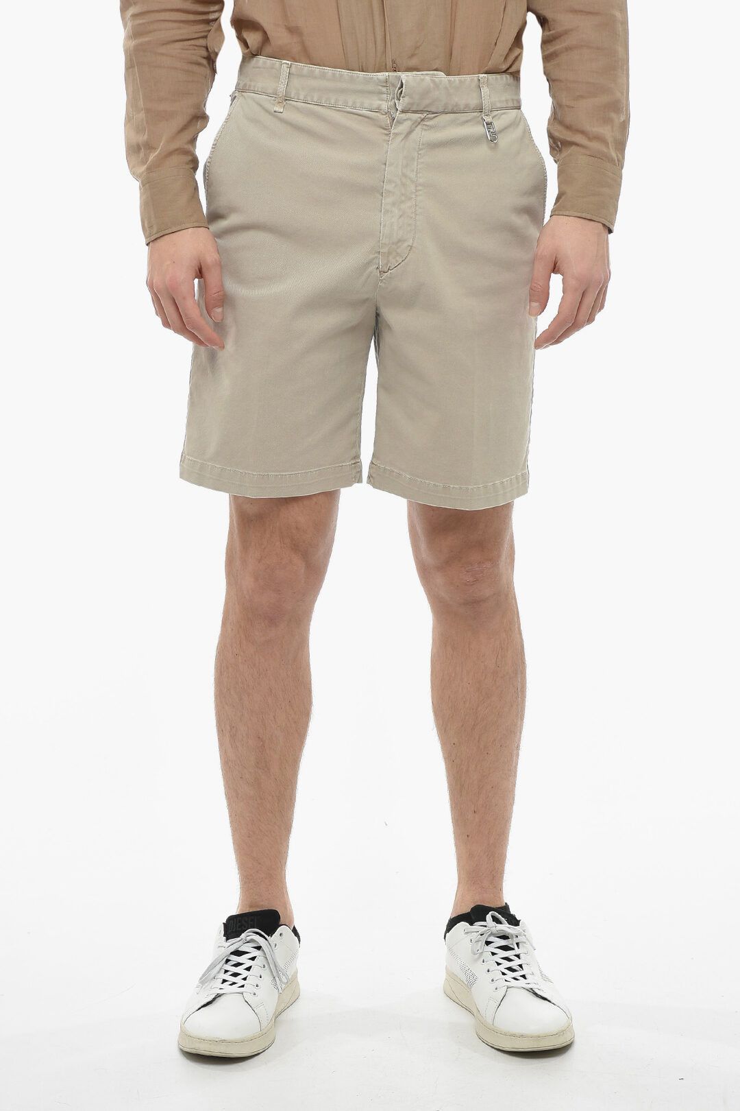 image of Fendi Og1Mm0424 4-Pocket Cotton Short In Beige, Men's (Size 30)