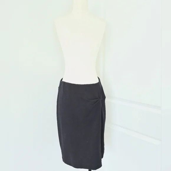 Brunello Cucinelli Navy Gathered Skirt Classic Fall Party Spring Travel Work Size 32" / US 10 / IT 46 - 4 Thumbnail