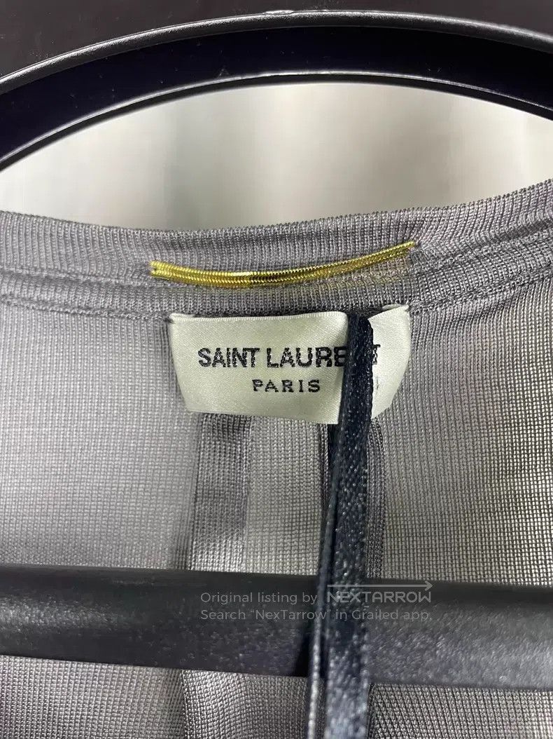 Saint Laurent Paris Saint Laurent Paris Gray Fringe Chain Silk Short Sleeve i Size US L / EU 52-54 / 3 - 5 Thumbnail