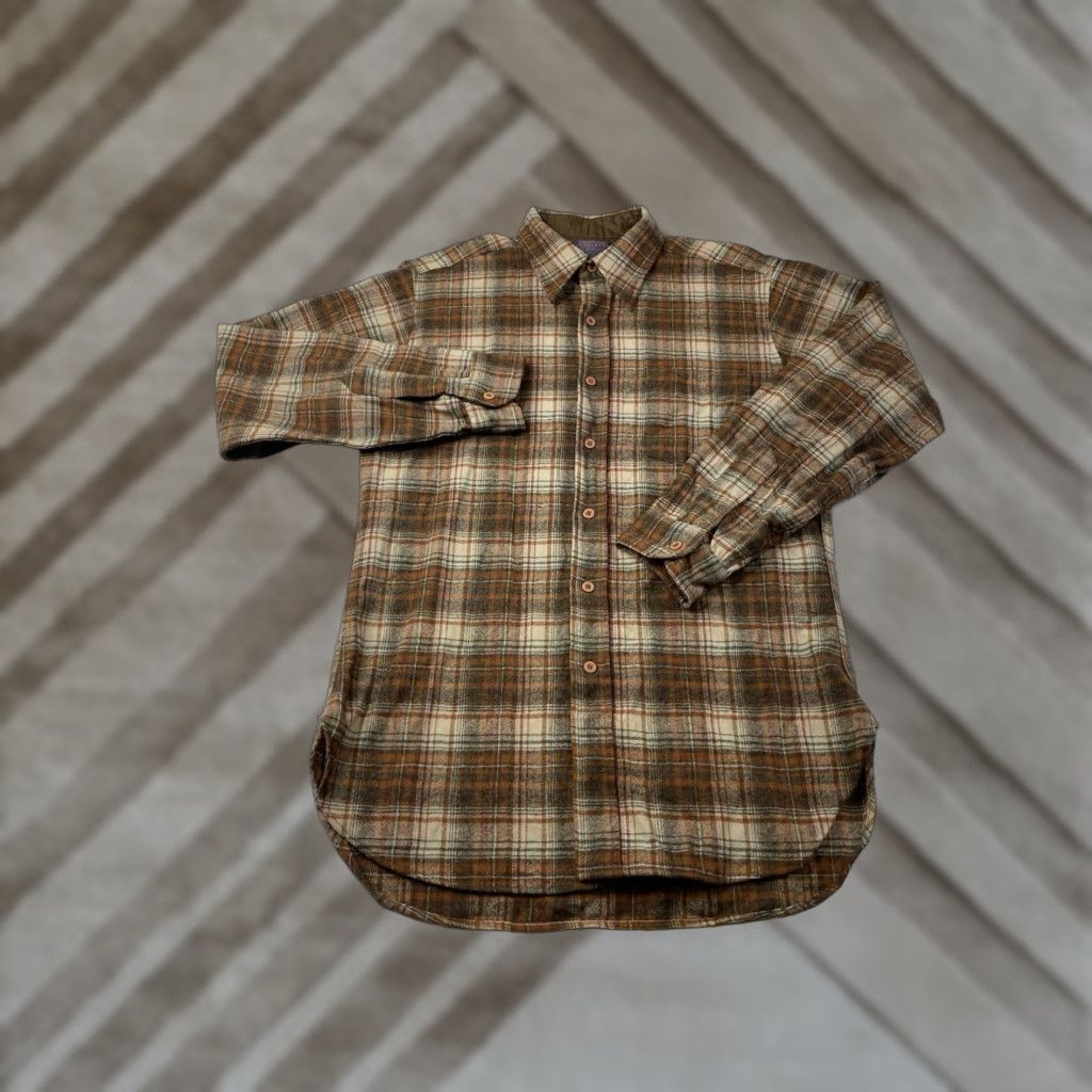 Pendleton VINTAGE Pendleton Wool Flannel Button-Up Plaid Shirt Men’s M Brown USA Made Size US M / EU 48-50 / 2 - 1 Thumbnail