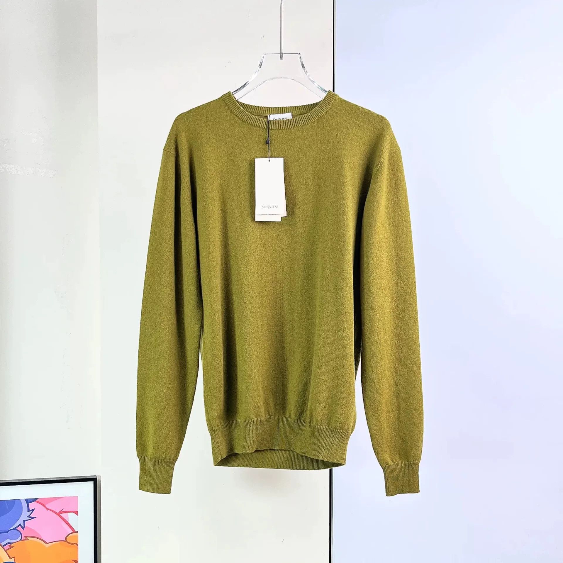 Saint Laurent Paris Saint Laurent Olive Green Cashmere Sweater Size XS / US 0-2 / IT 36-38 - 1 Thumbnail
