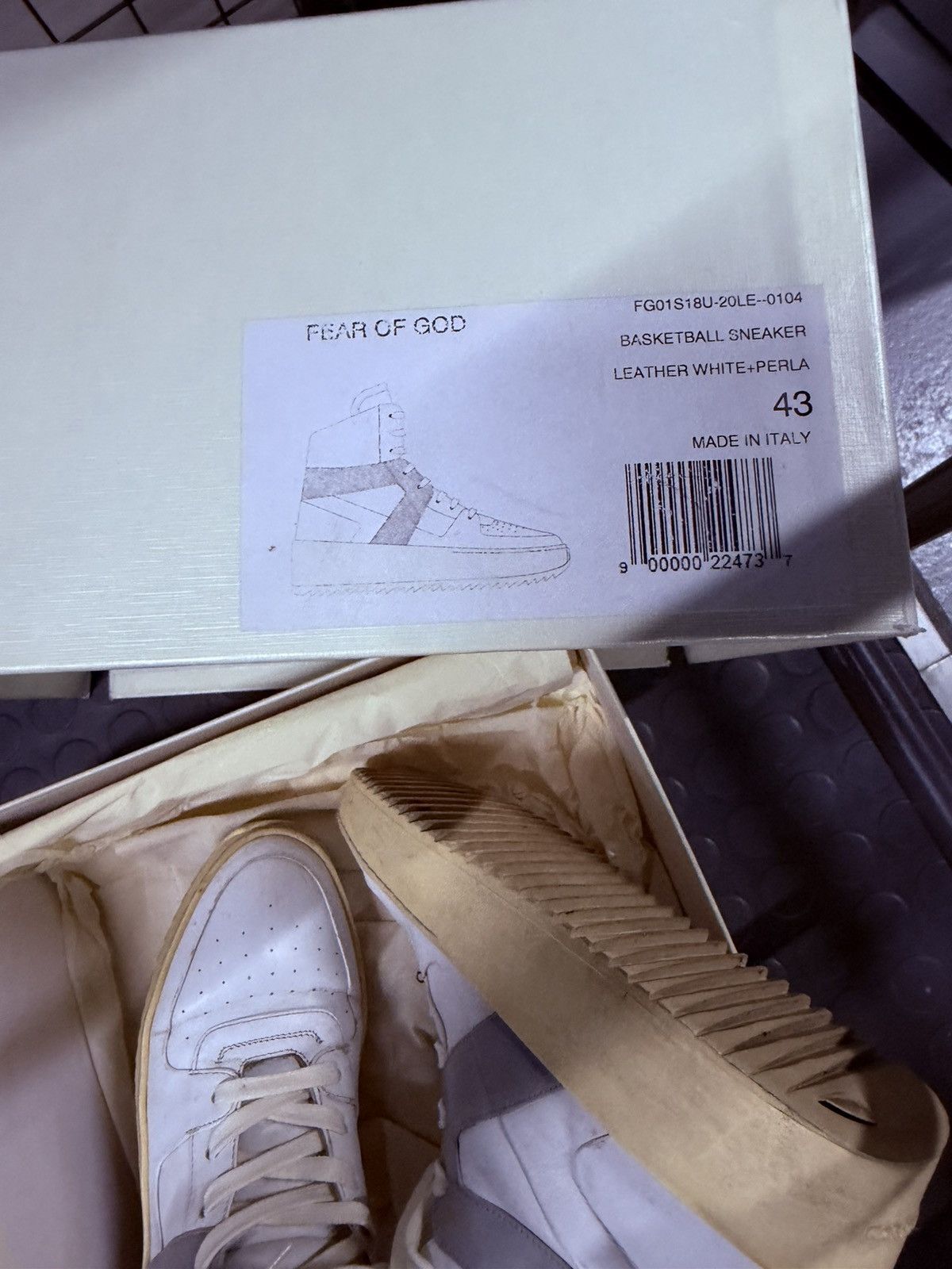 Fear of God White Grey FOG HiTop Size US 10.5 / EU 43-44 - 4 Thumbnail