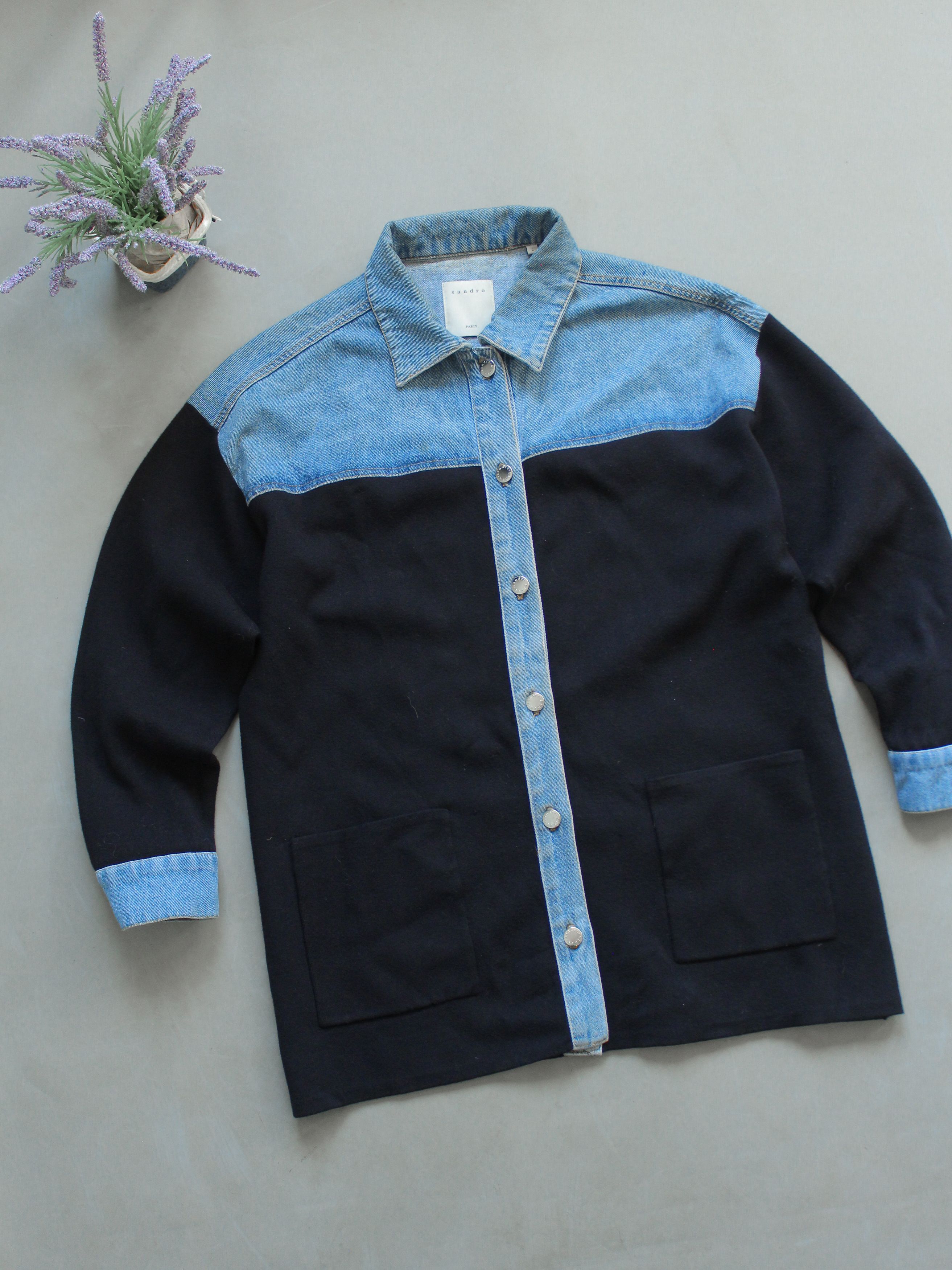 Sandro SANDRO PARIS DENIM AND WOOL JACKET WITH POCKETS Size M / US 6-8 / IT 42-44 - 2 Thumbnail
