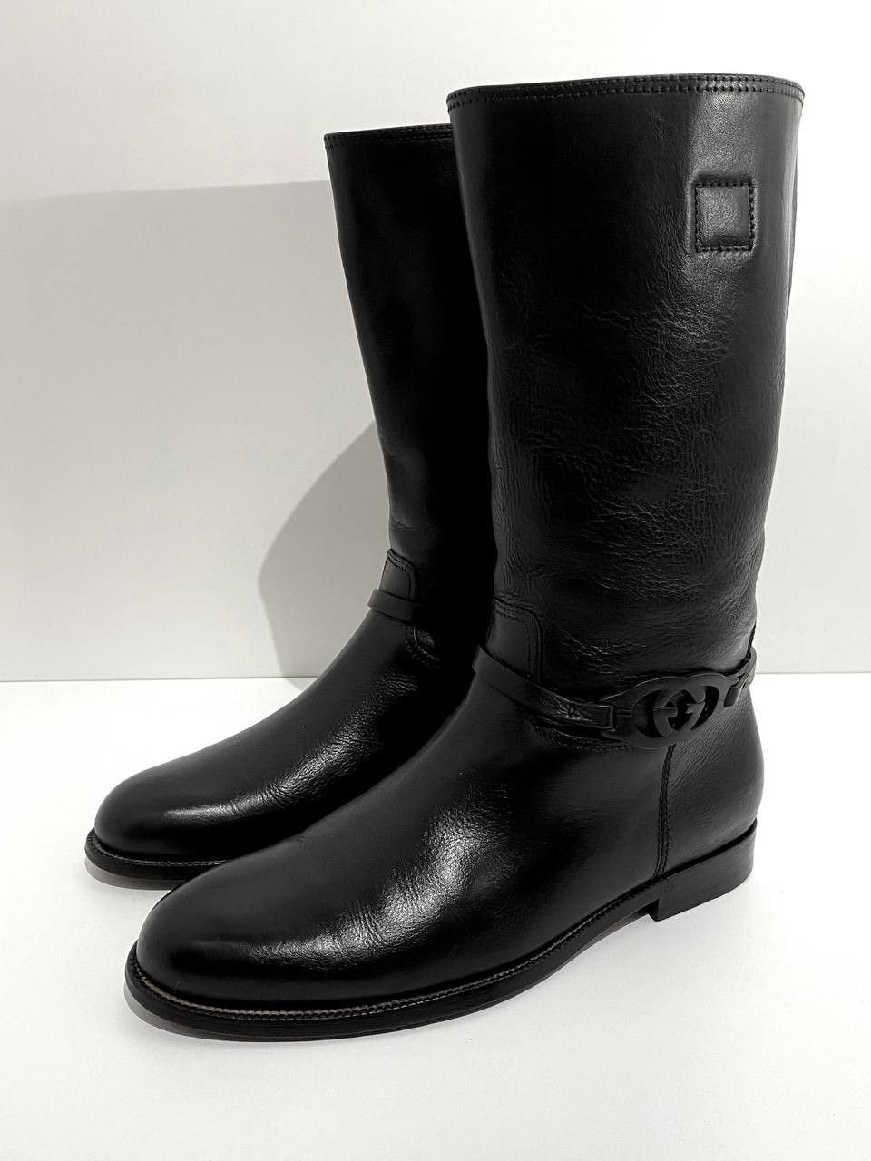 Gucci Gucci GG Logo Black Leather Calfskin Riding High Boots Size US 9.5 / EU 42-43 - 2 Thumbnail