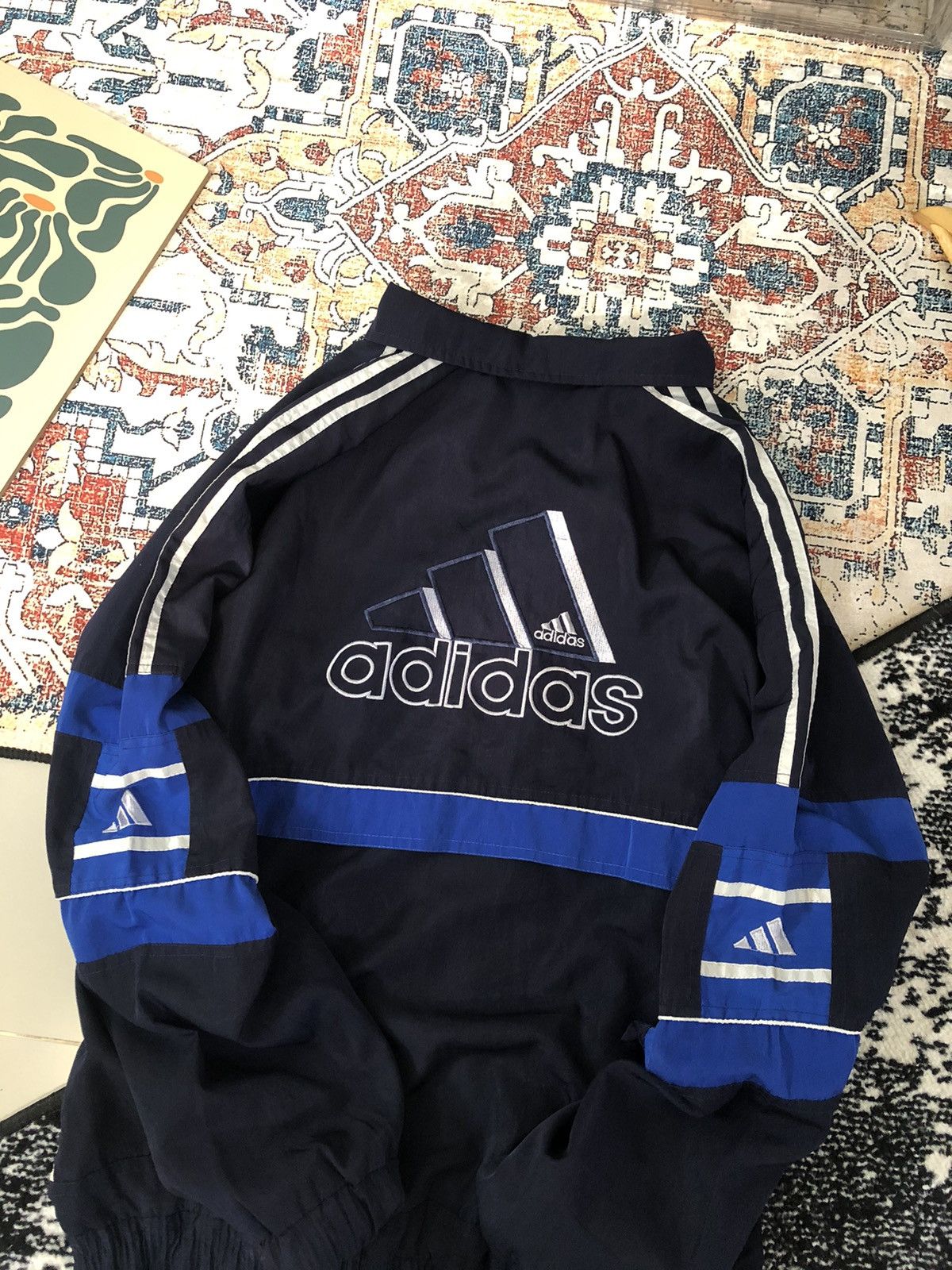 Adidas × Vintage Adidas Windbreaker Big Logo Three Tone Size US XXL / EU 58 / 5 - 4 Thumbnail