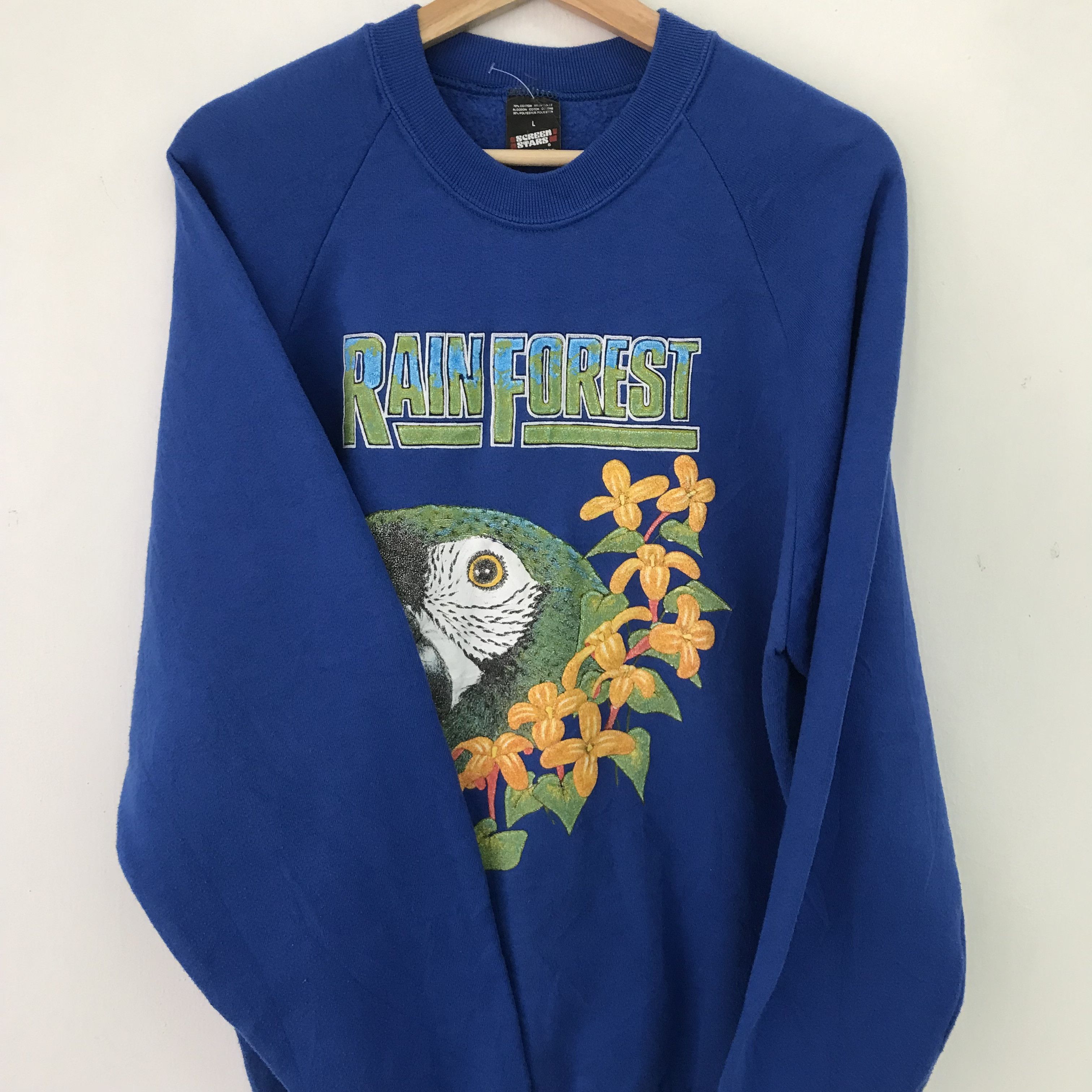 Vintage Vintage 1990s Rainforest Blue Sweatshirt - 510 Size US L / EU 52-54 / 3 - 6 Thumbnail
