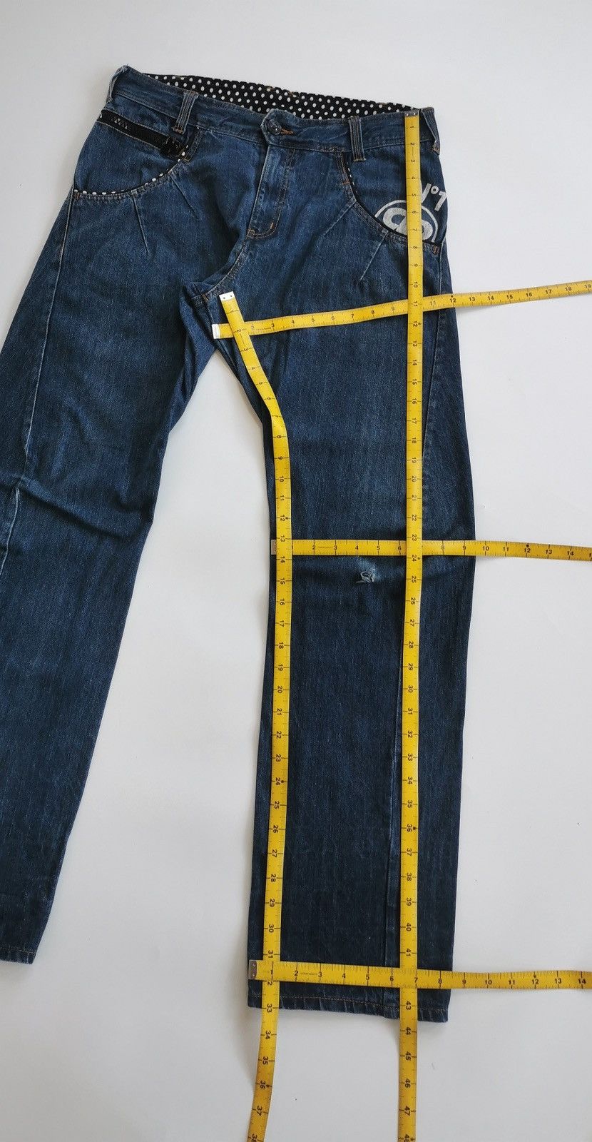 Japanese Brand Rimaster Engineered Loose Fit Polkadot Prints Denim Jeans Size US 33 - 12 Thumbnail
