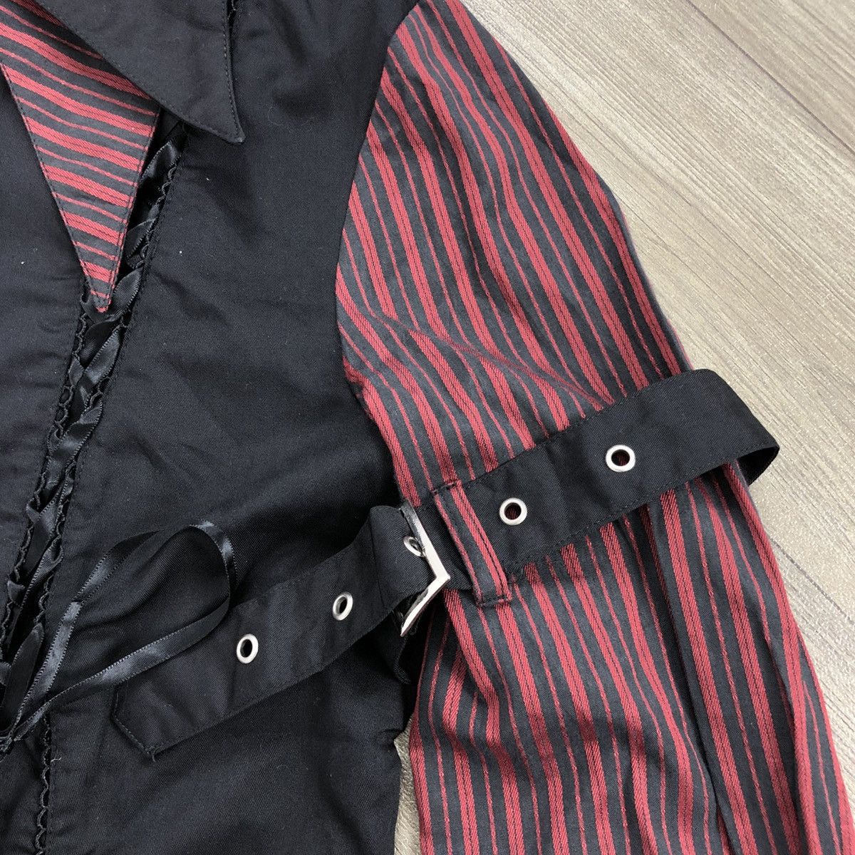 14th Addiction × If Six Was Nine × Le Grande Bleu (L.G.B.) 2000s Body Linr Bondage Punk LGB GOA Striped Button Up Size US M / EU 48-50 / 2 - 5 Thumbnail