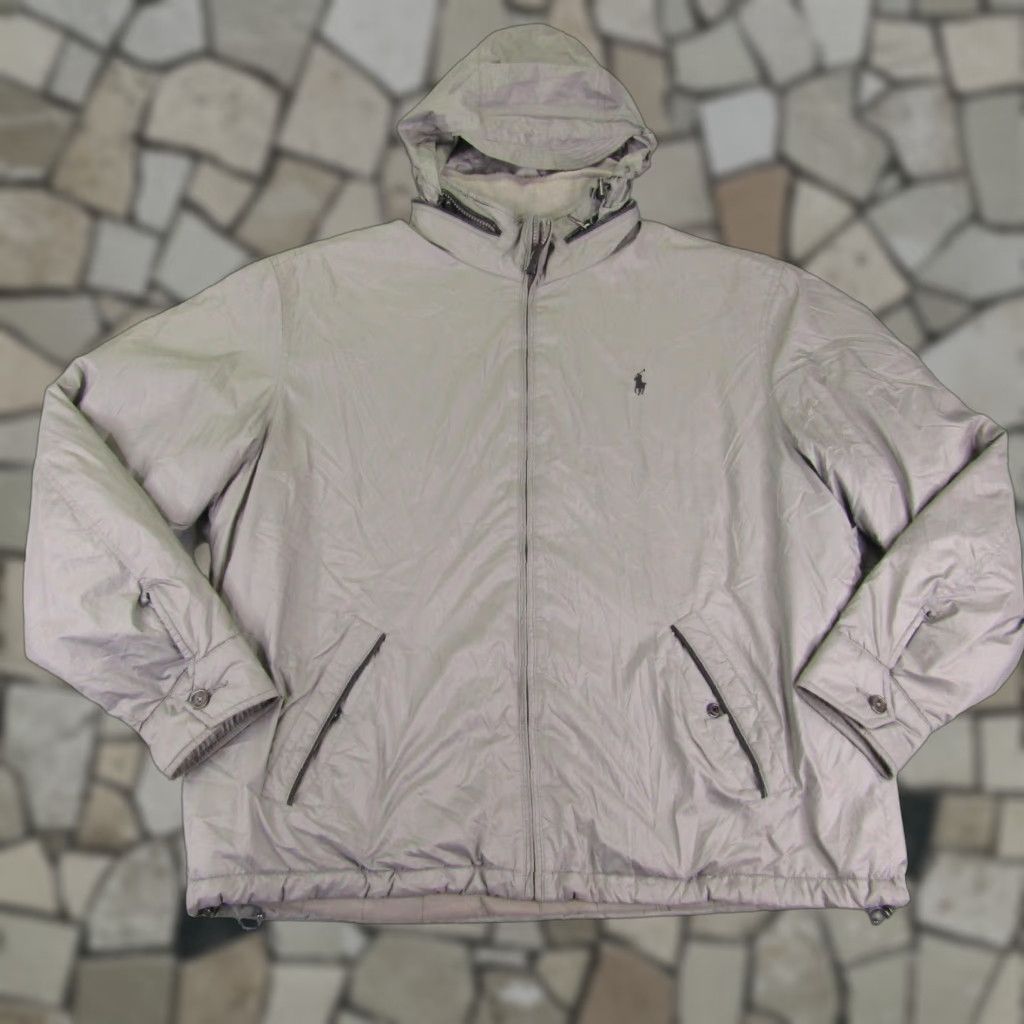 Polo Ralph Lauren VINTAGE Polo Ralph Lauren Jacket Mens XL Gray Quilted Calf Leather Trim Hideaway Hood Size US XL / EU 56 / 4 - 1 Thumbnail