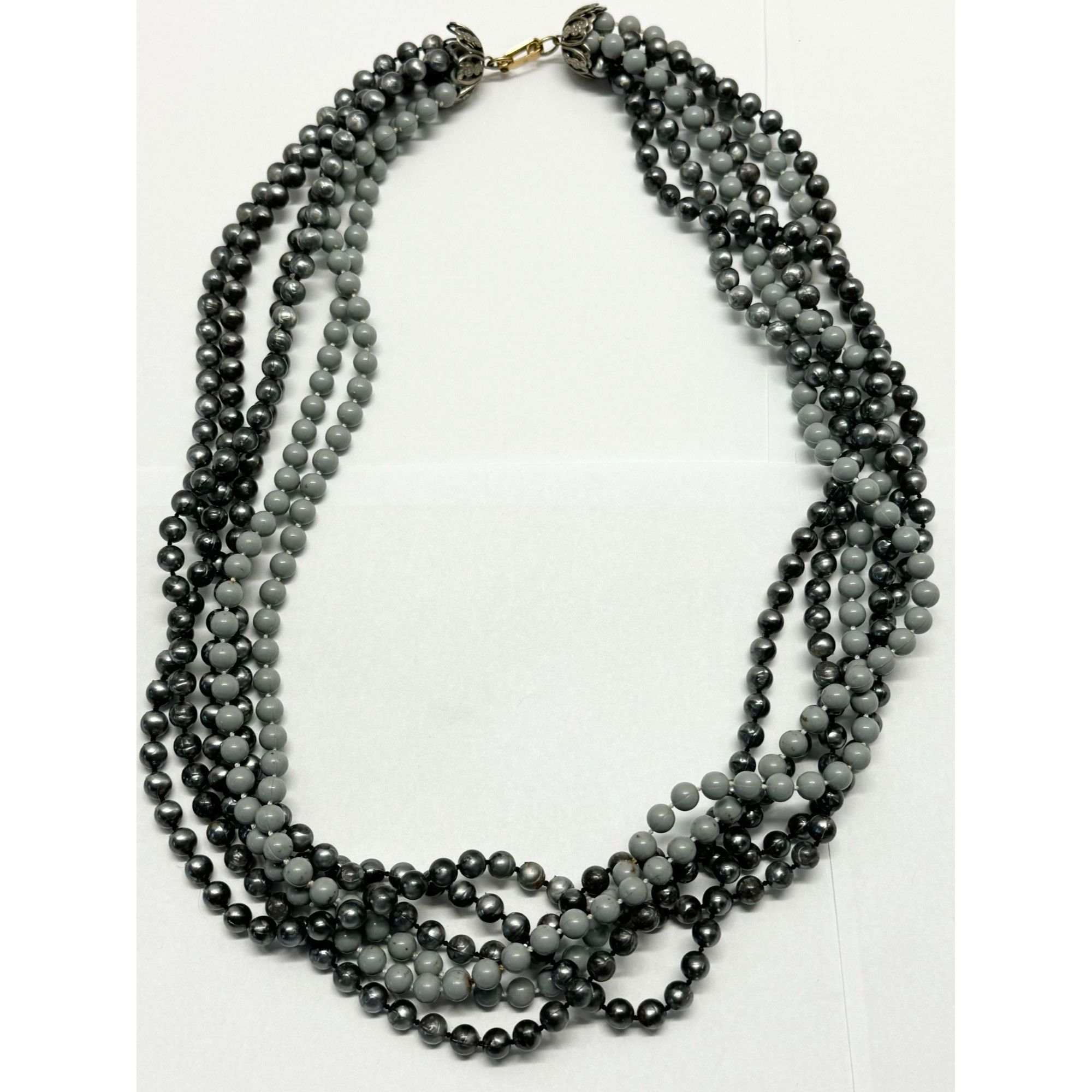 Vintage Vintage blue gray beaded multi strand necklace Size ONE SIZE - 2 Thumbnail