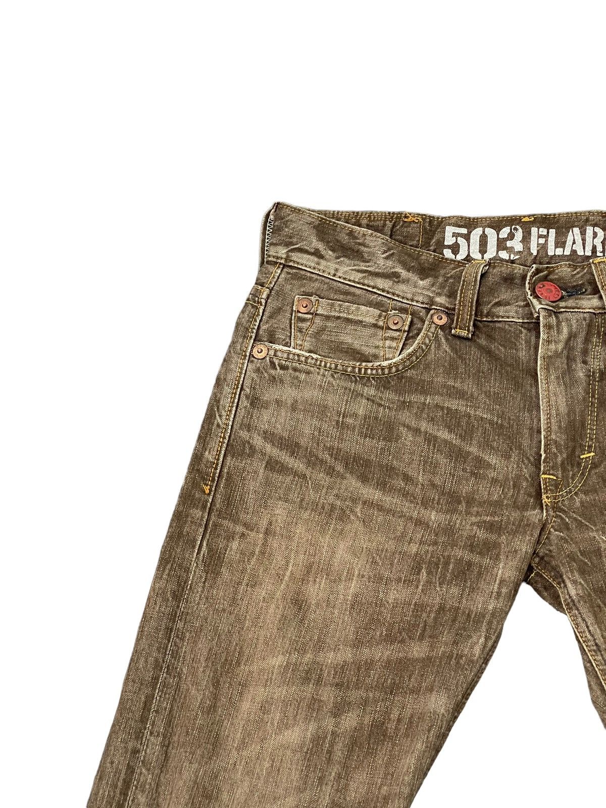 Edwin Flare Jeans Edwin Japan Faded Distress Boot Cut 7🟦7 Size US 31 - 8 Thumbnail