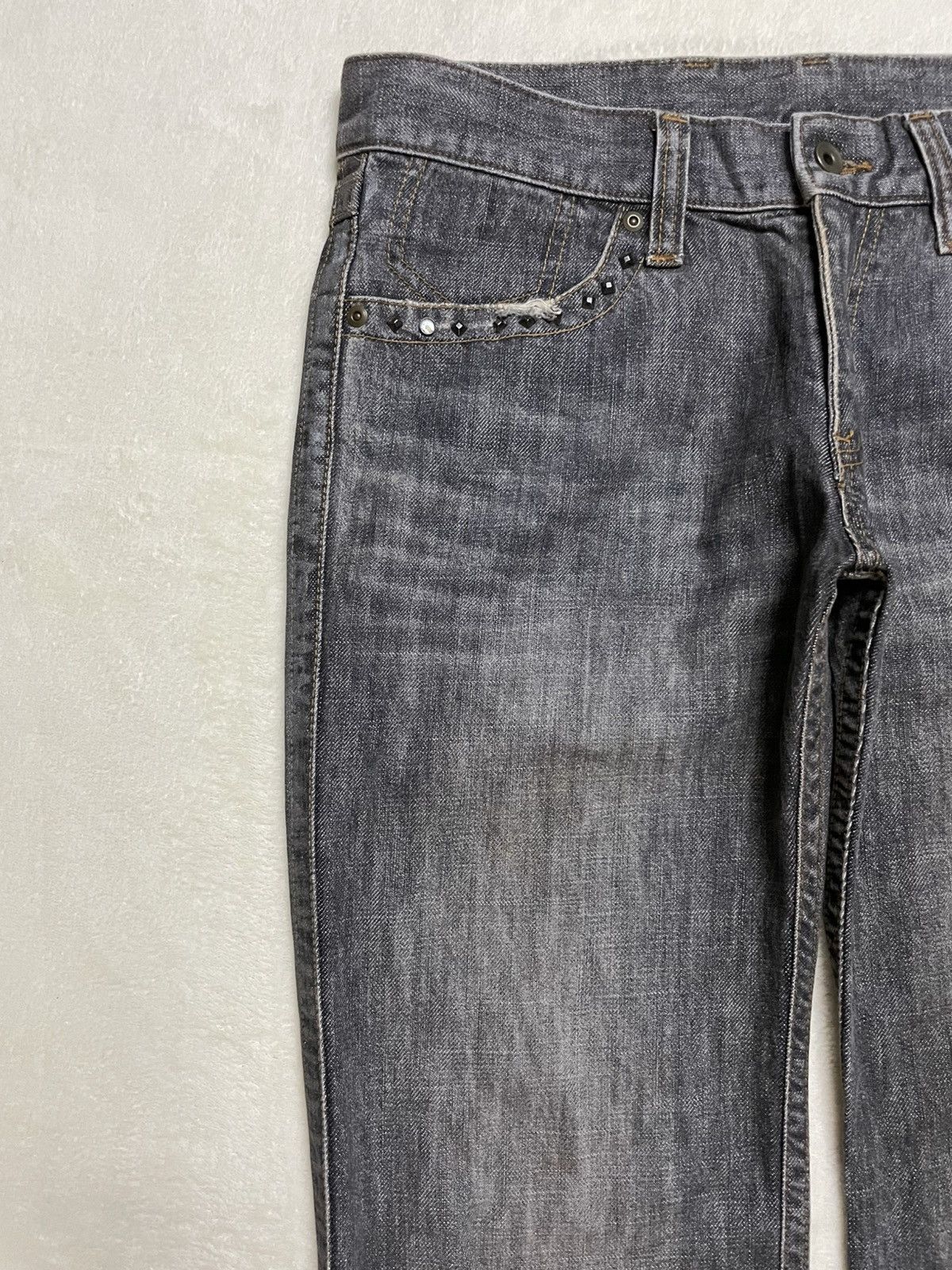 Japanese Brand Vintage Comme Ca Collection Distress Faded Studded Size US 33 - 5 Thumbnail