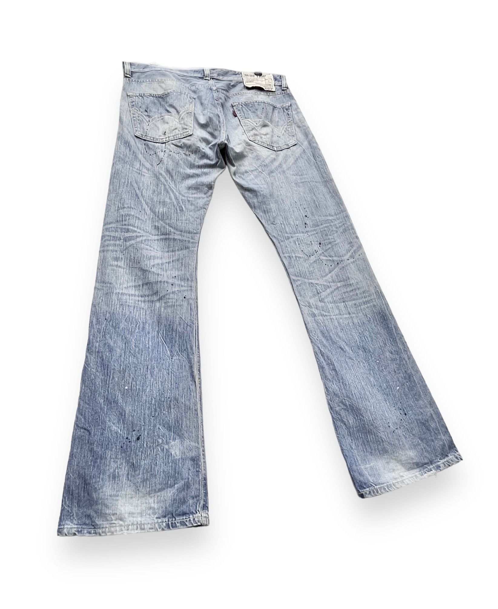 Edwin BLUE TRIP Grunge Flare Light Wash Blue Natural Ripped Denim Size US 34 / EU 50 - 7 Thumbnail