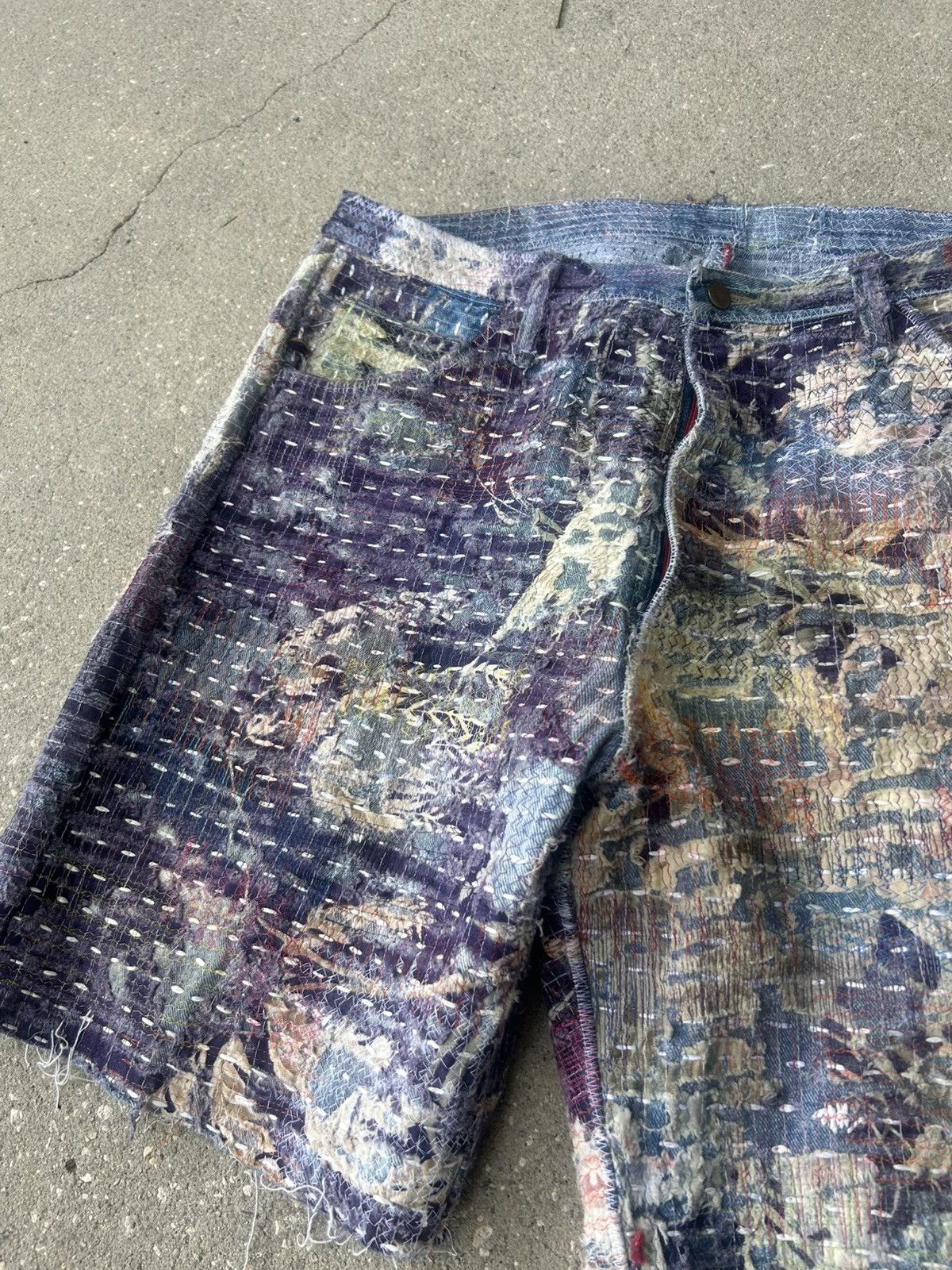 Other 1/1 Your World distressed repaired boro denim shorts Size US 42 / EU 58 - 3 Thumbnail
