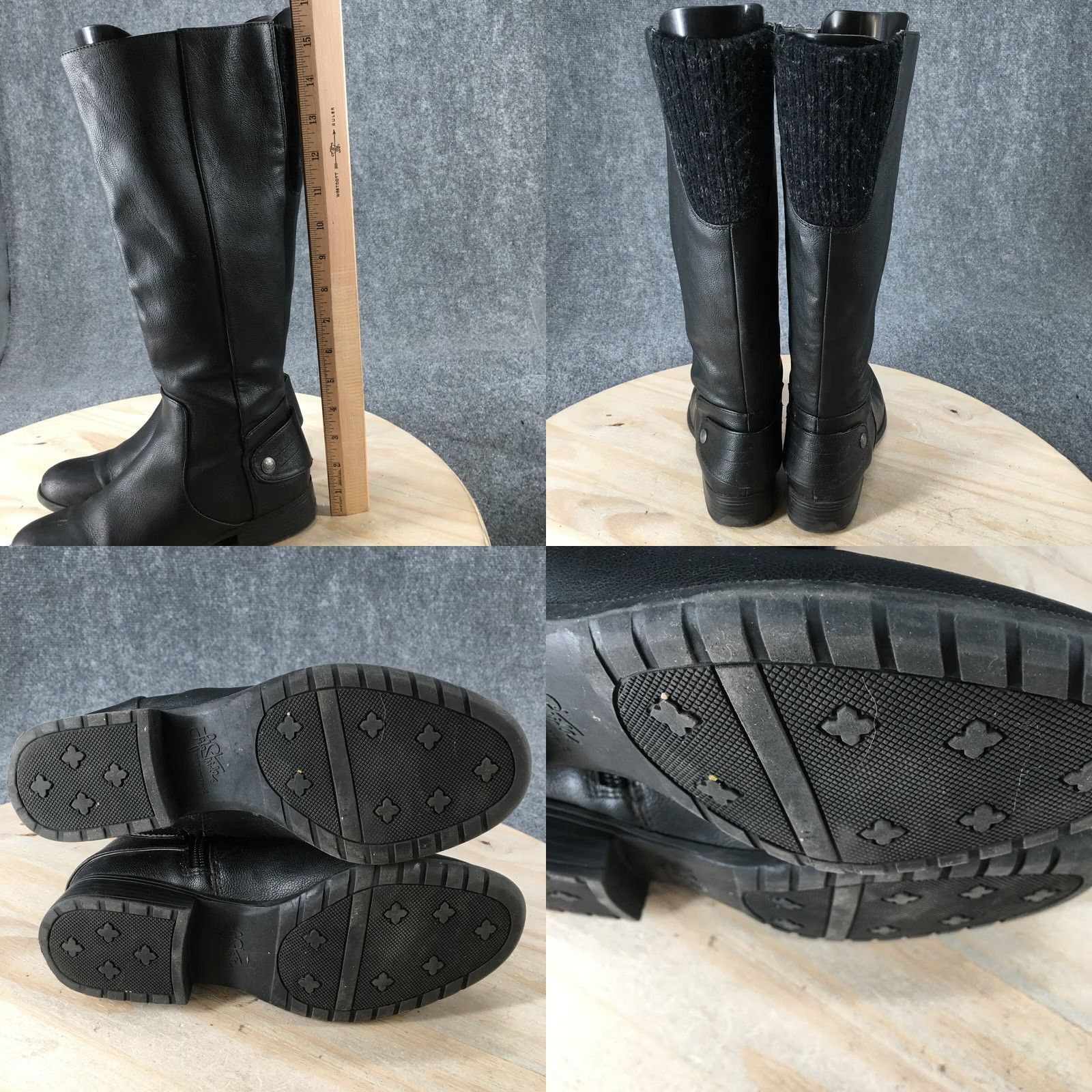 Vintage LifeStride Boots Womens 6 M Xandy Tall Knee High Black Faux Leather Round Toe Shoe Size 6 M Black Knee High Boots Womens Vintage No Size US 6 / IT 36 - 8 Thumbnail