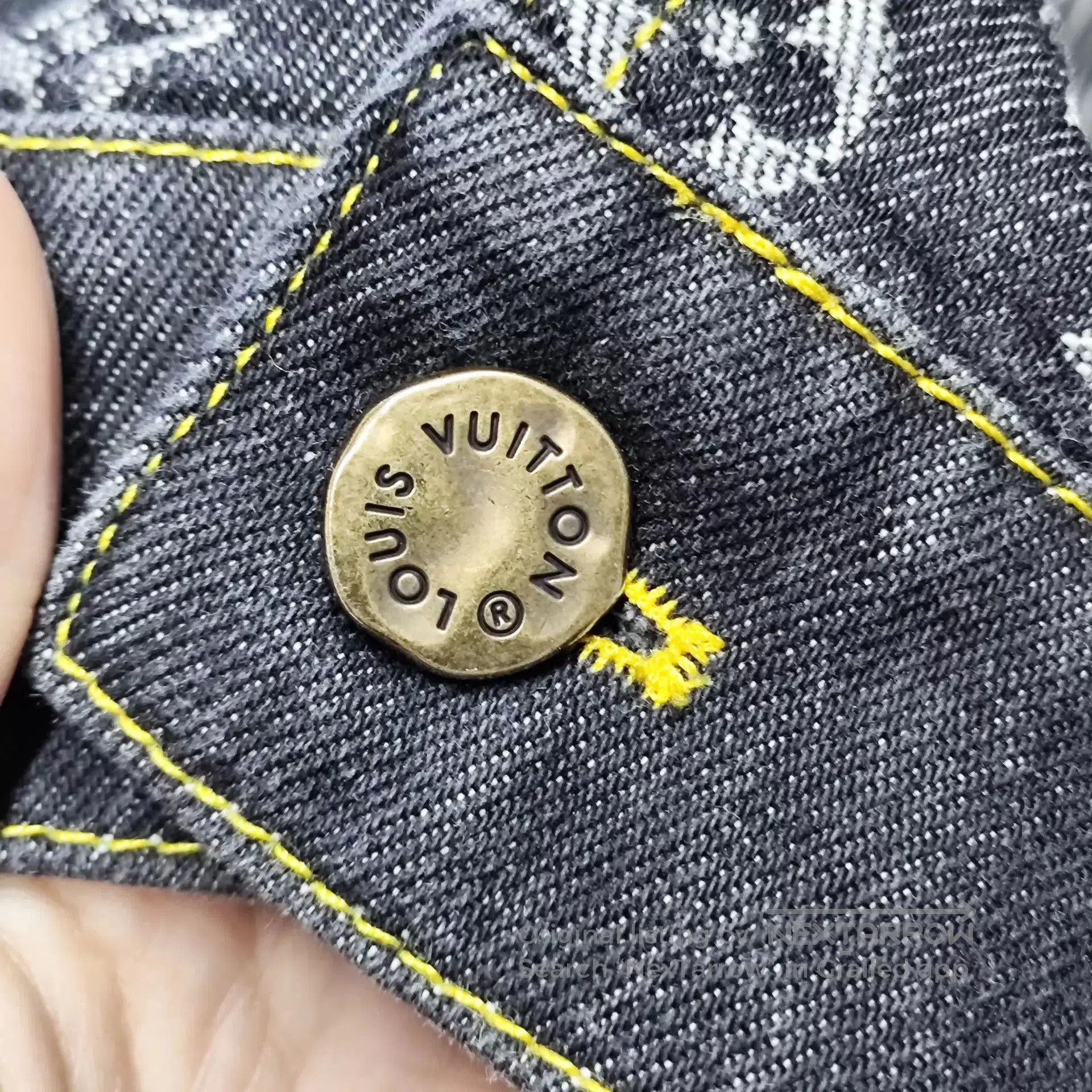 Louis Vuitton Black Denim Jacket with Patchwork Design Size S. Size US S / EU 44-46 / 1 - 8 Thumbnail