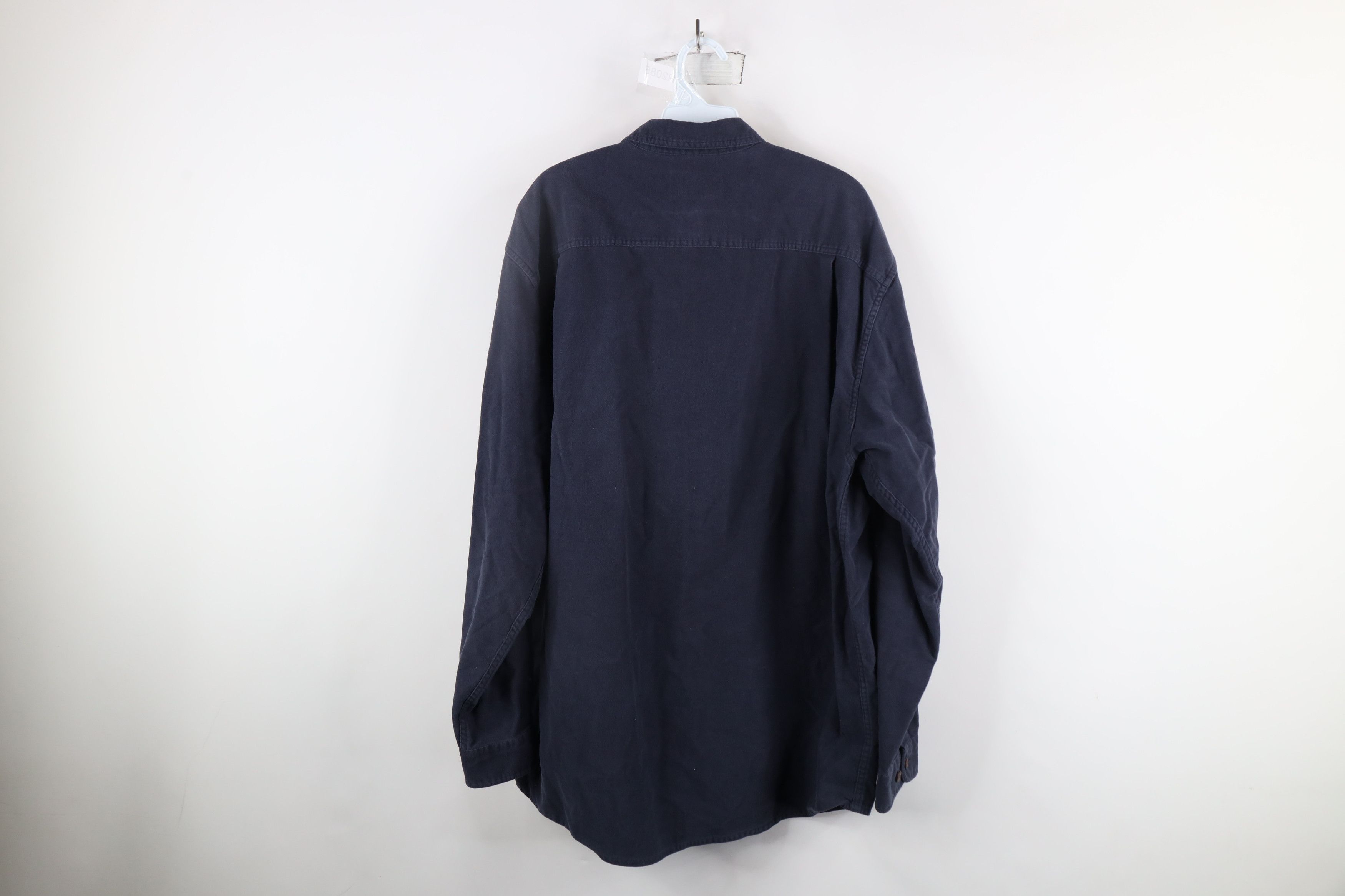 Eddie Bauer × Vintage Vintage 90s Eddie Bauer Chamois Cloth Button Shirt Navy Blue Size US L / EU 52-54 / 3 - 7 Thumbnail