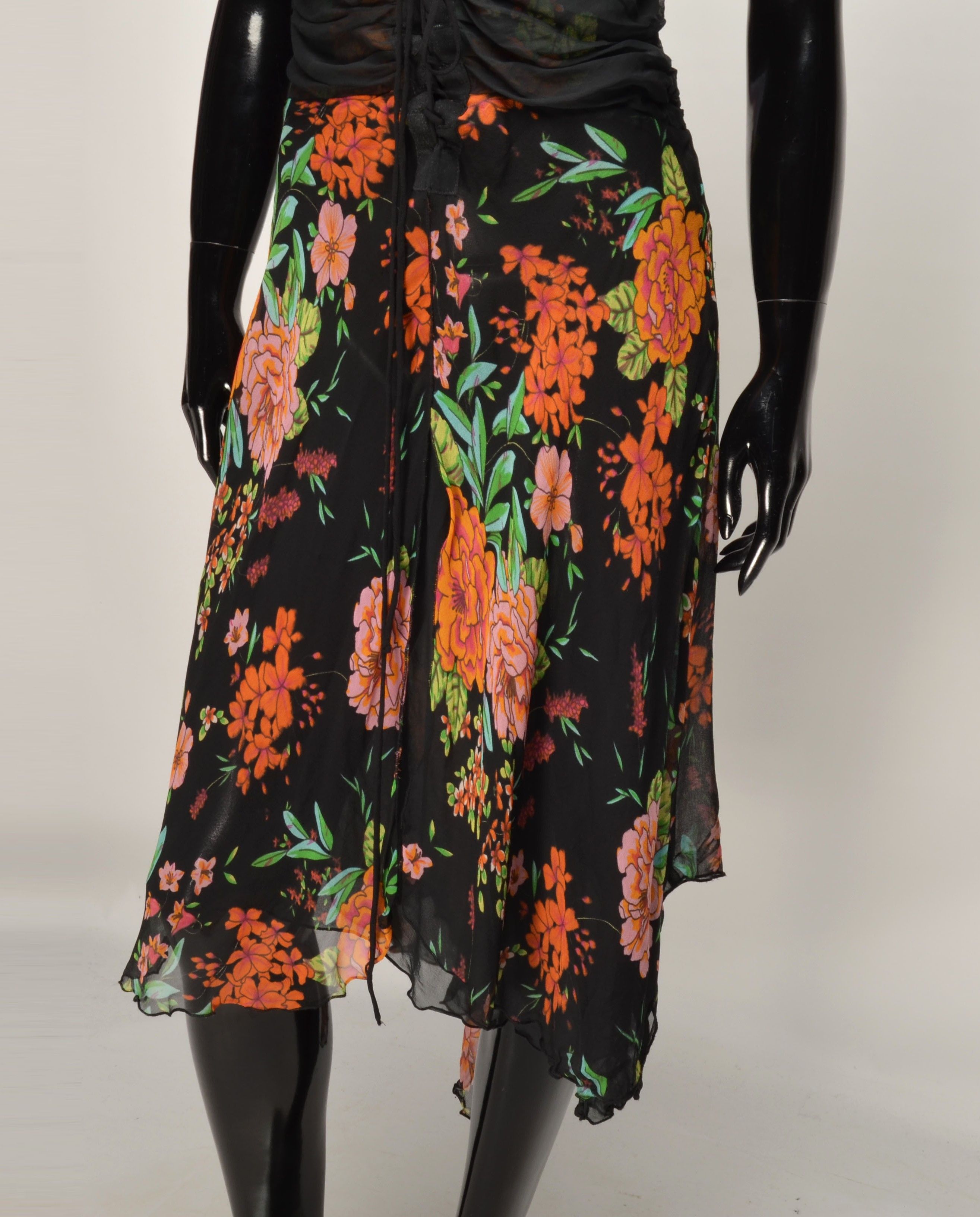 Other Bibiq Y2K 2000s Floral Mesh Fairy Cottage Silk Dress Size S / US 4 / IT 40 - 3 Thumbnail