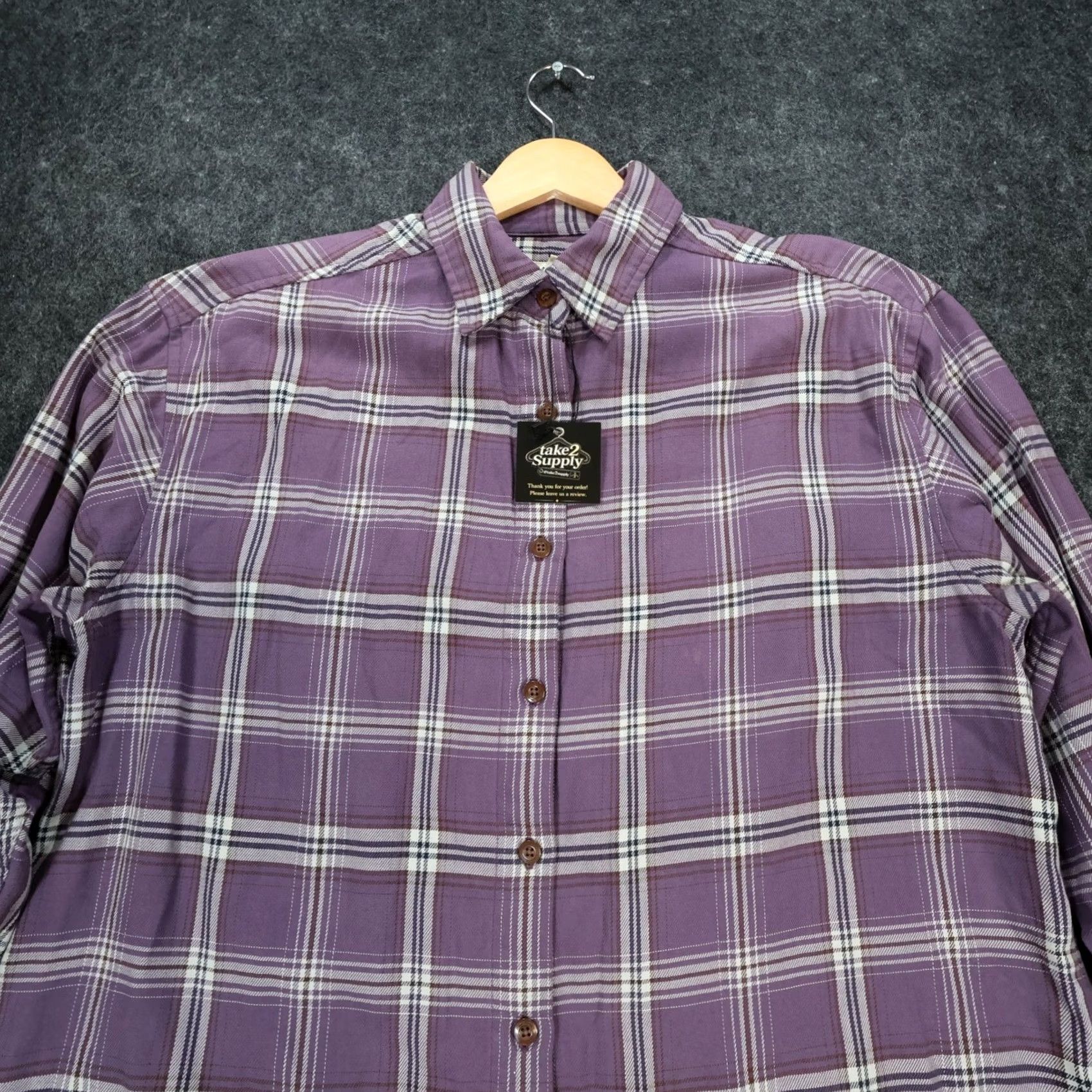Eddie Bauer Eddie Bauer Flannel Shirt Women Medium Purple Excellent Plaid Long Sleeve Cotton Size M / US 6-8 / IT 42-44 - 4 Thumbnail