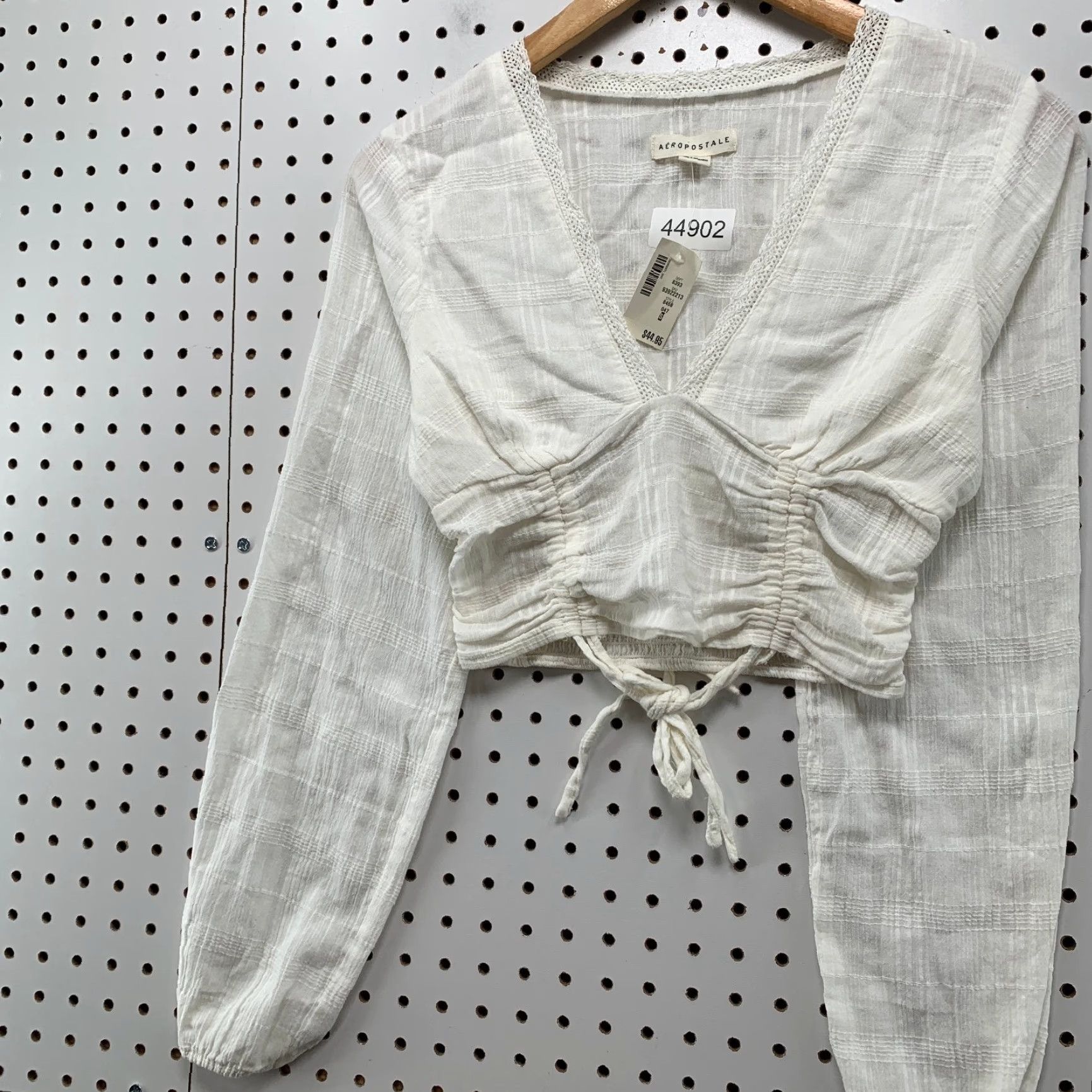 Vintage NEW Aeropostale V-Neck Blouse Womens Small White Double Cinch Cropped NWT Size S / US 4 / IT 40 - 7 Thumbnail