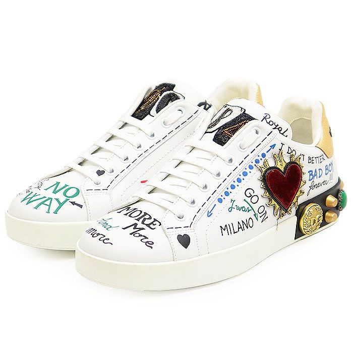 Dolce & Gabbana Dolce & Gabbana Dolce&Gabbana Graffiti Print Leather Sneakers Leather Shoes DUTY FREE for USA Size ONE SIZE - 1 Thumbnail