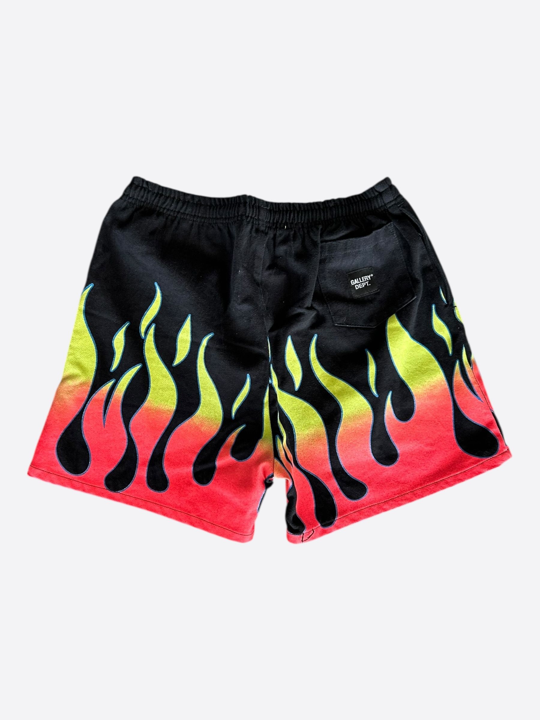 Gallery Dept. Gallery Dept Black & Multicolor Flame Graphic Zuma Shorts Size US 28 / EU 44 - 2 Thumbnail