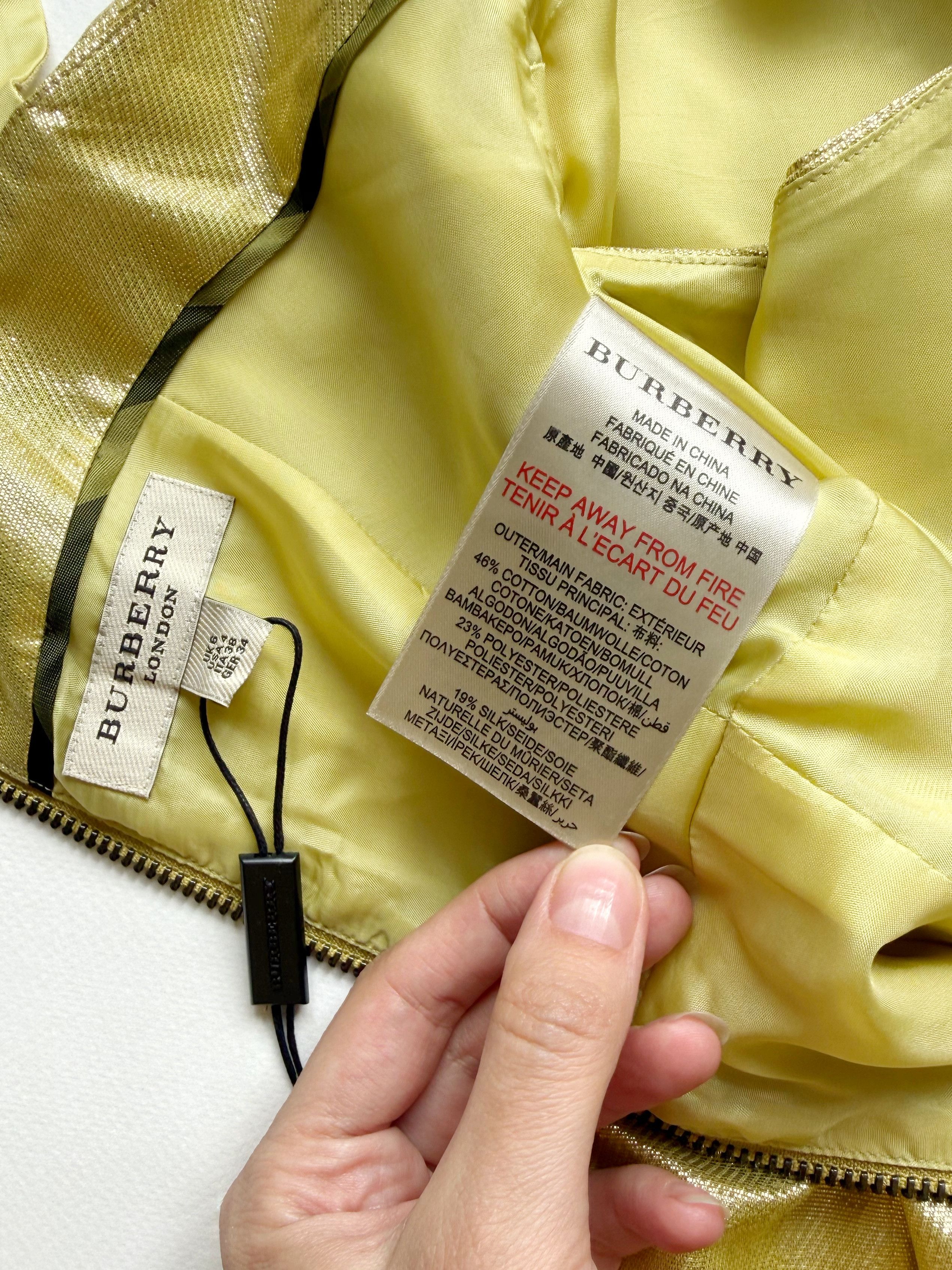 Burberry Burberry London Gold Sleeveless V-Neck Mini DressUS4 Size S / US 4 / IT 40 - 4 Thumbnail
