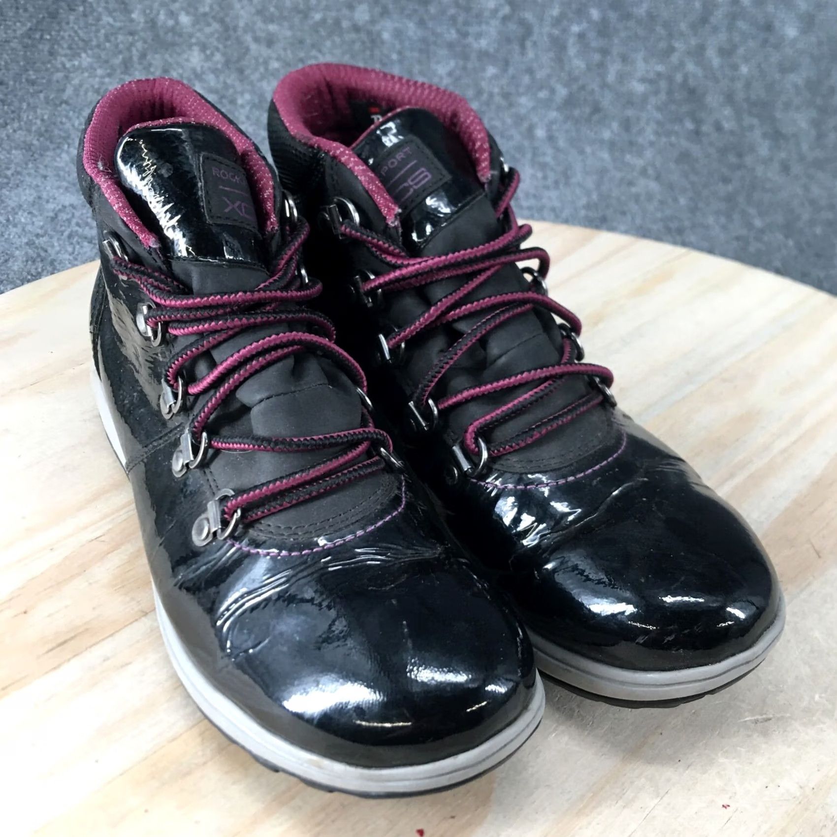 Rockport Rockport XCS Boots Womens 7.5 M Britt Alpine Snow Black Patent Leather Lace Up Size US 8 / IT 38 - 3 Thumbnail