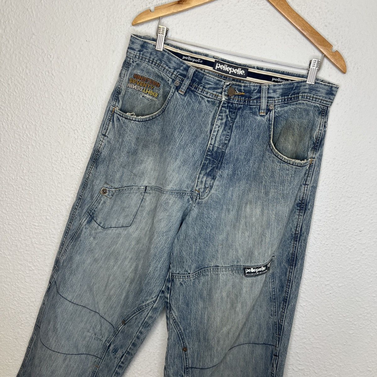Pelle Pelle × Vintage Patchwork Hip Hop Skateboards Baggy Jeans Pants Trousers Size US 34 / EU 50 - 10 Thumbnail